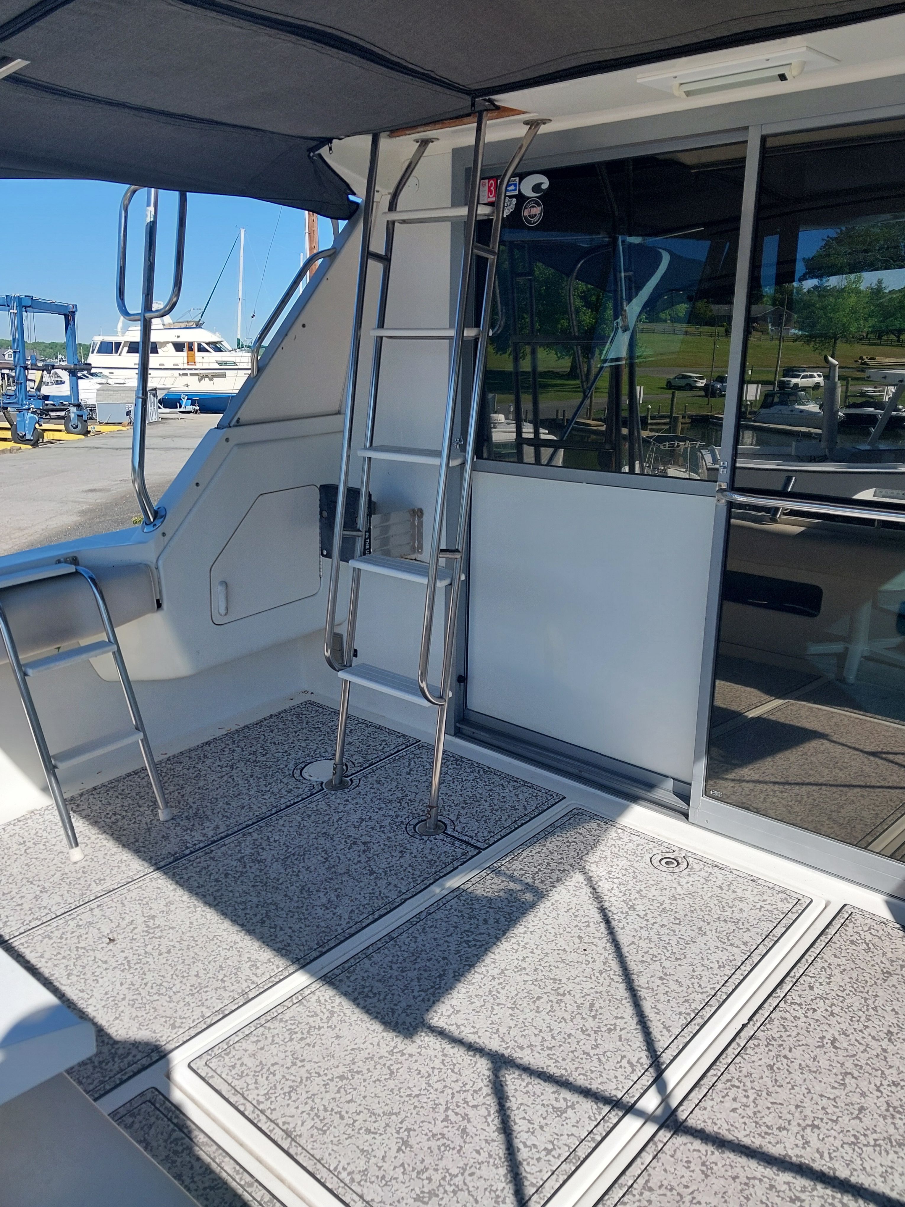 Interior of a 1991 Sea Ray 370 Sedan Bridge yacht.
