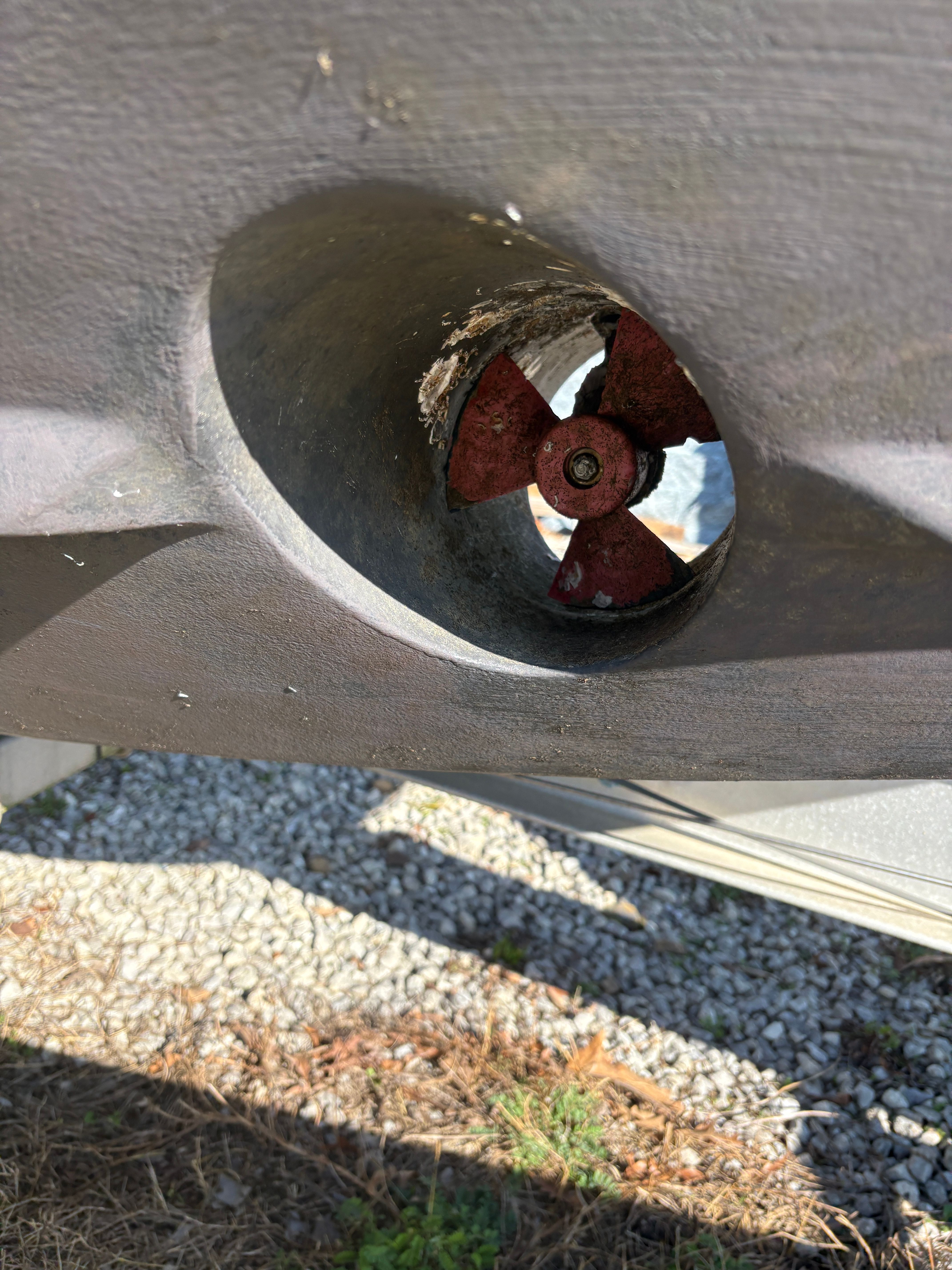 Intrepid 322 Cuddy Center Console 2002 bow thruster detail view.