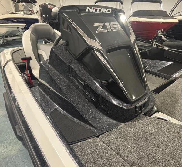 2025 Nitro Z18 boat interior with sleek design and comfortable seating.
