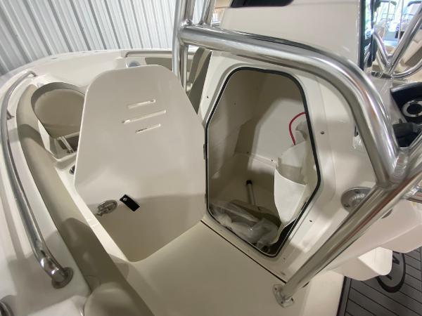 2024 Key West 203 FS boat interior storage compartment.
