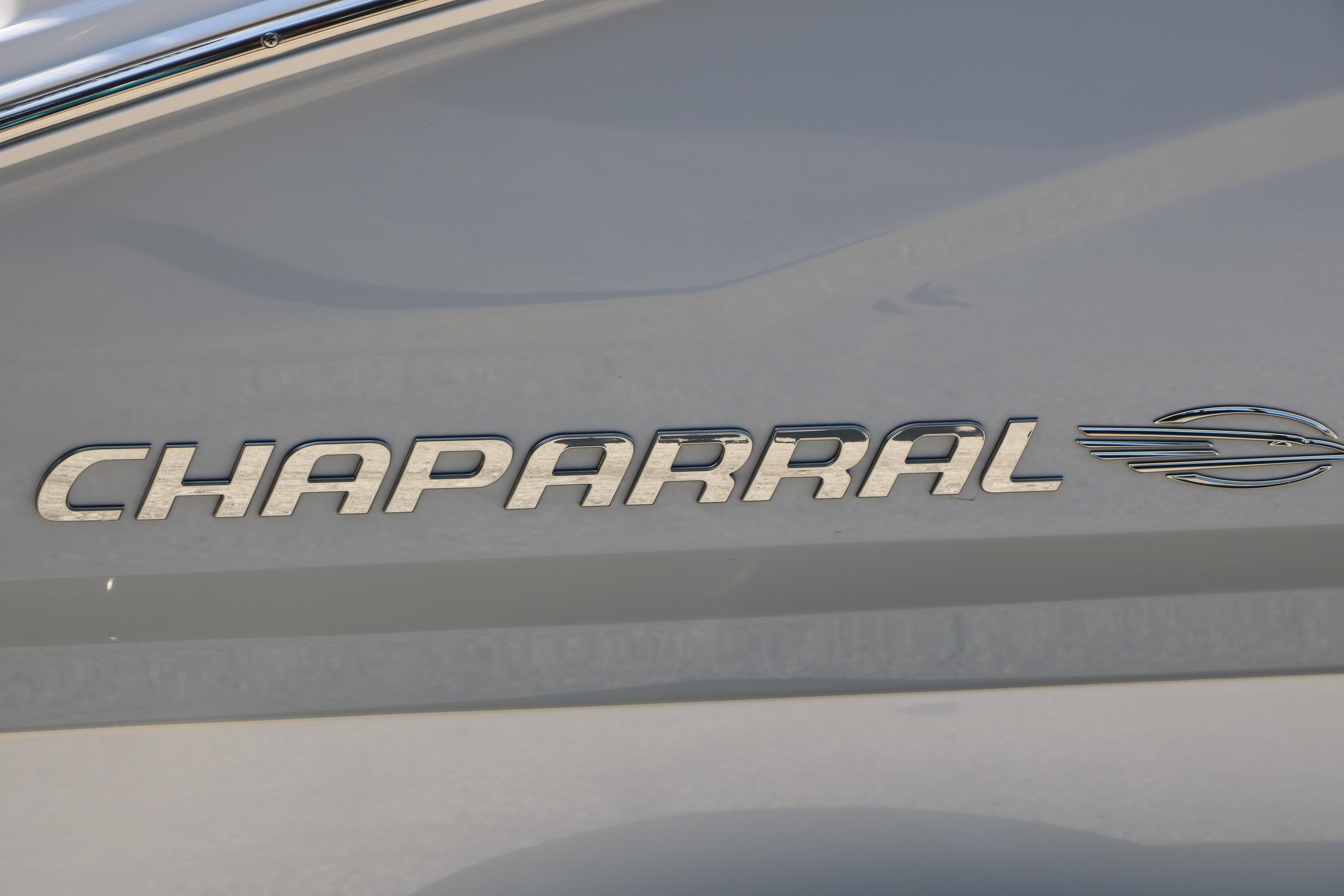 Chaparral 21 SSi Ski & Fish 2025 logo on boat exterior.