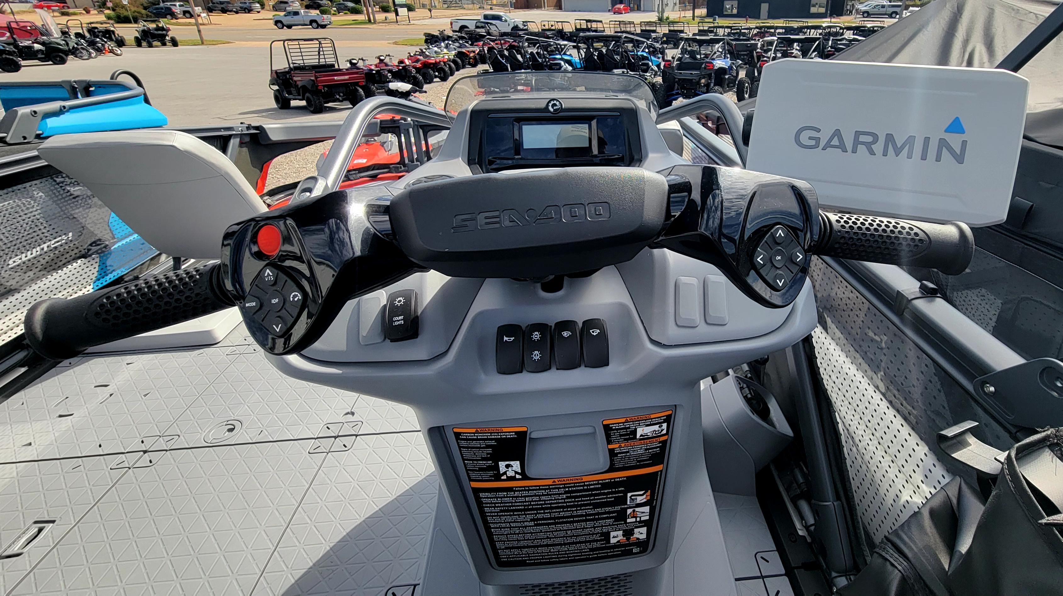 2023 Sea-Doo Switch Sport 21 dashboard with Garmin navigation system.