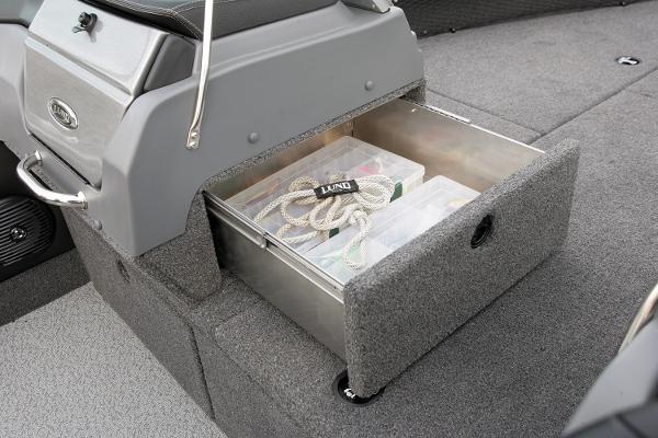 Manufacturer Provided Image: 2019 Lund 2175 Pro-V boat storage drawer with fishing gear.