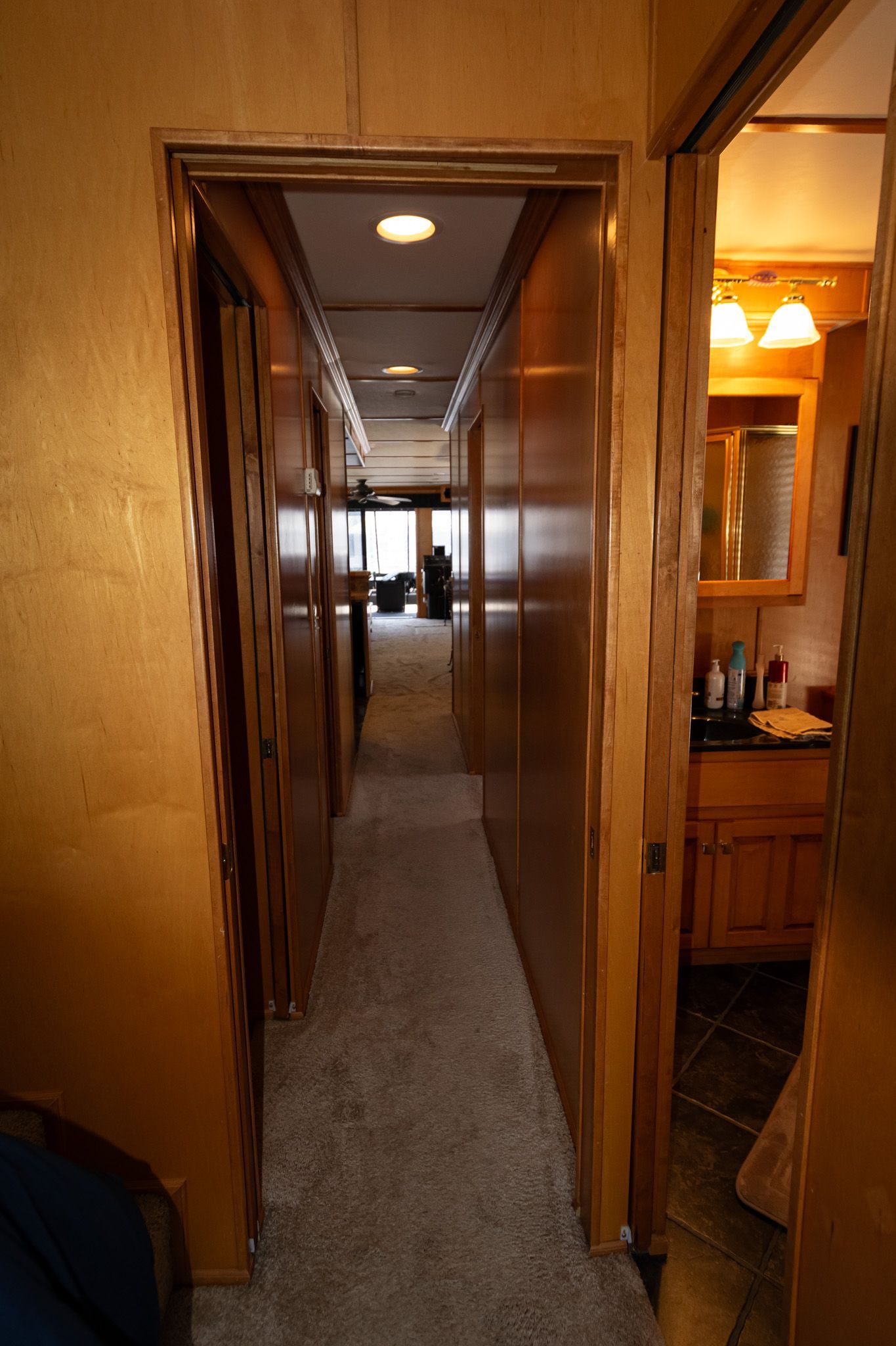 Interior view of a 2003 Lakeview 16x70 houseboat.