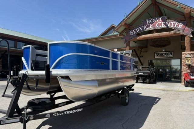 2026 Sun Tracker Party Barge 18 DLX pontoon boat at service center.