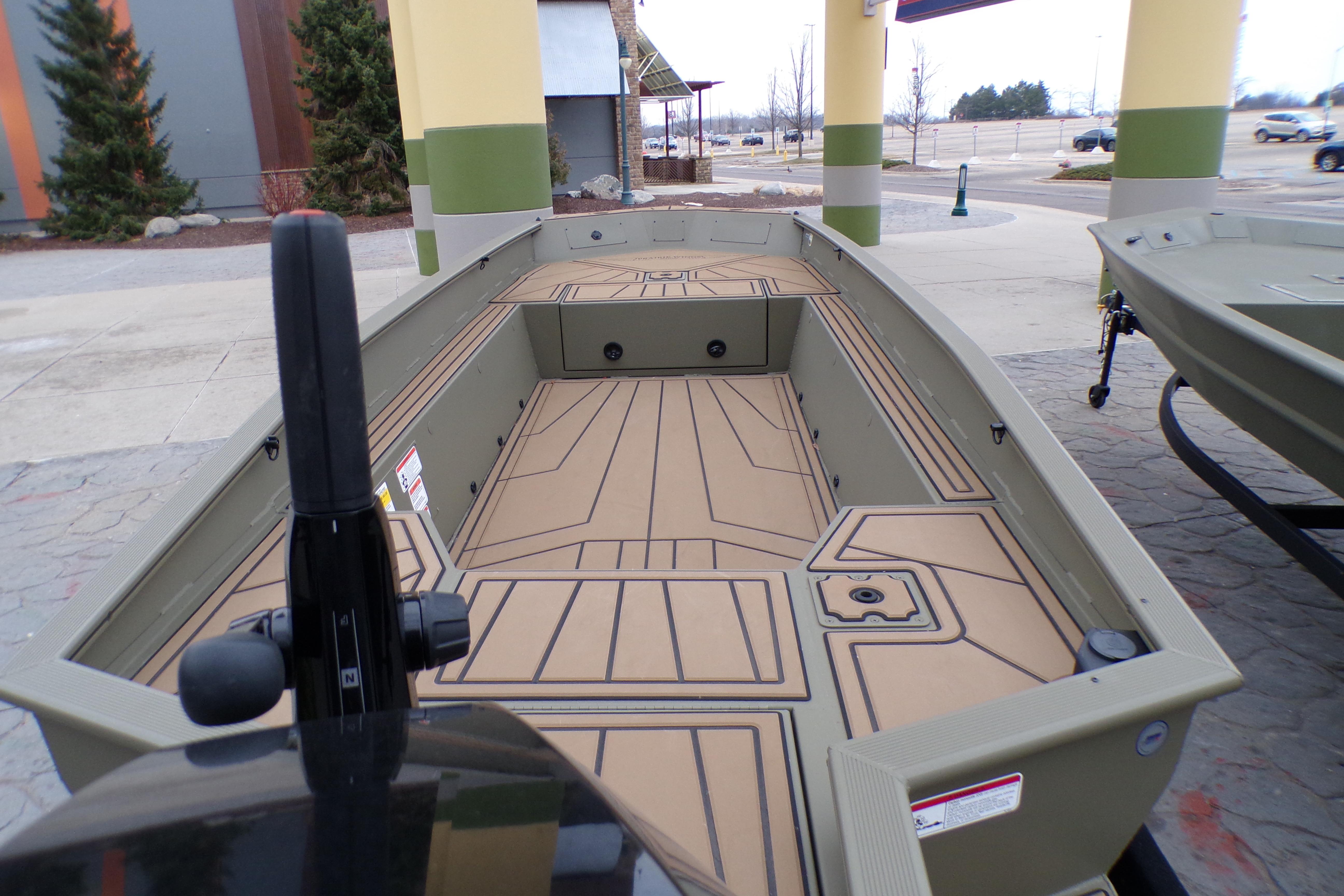 2026 Tracker Grizzly 1650 T Prairie Wings Edition boat with spacious deck and modern design.
