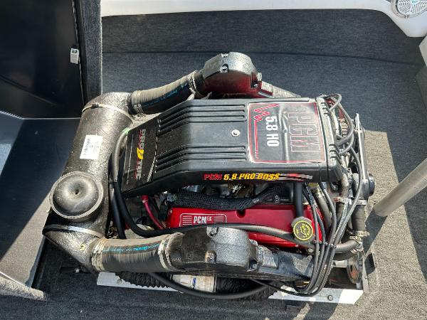 1992 Correct Craft Ski Nautique PCM 5.8 HO engine in a boat interior.
