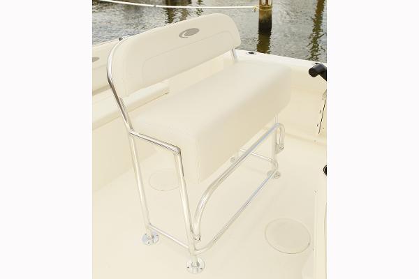 Manufacturer Provided Image: 2018 Cobia 201 Center Console boat seat with stainless steel frame.
