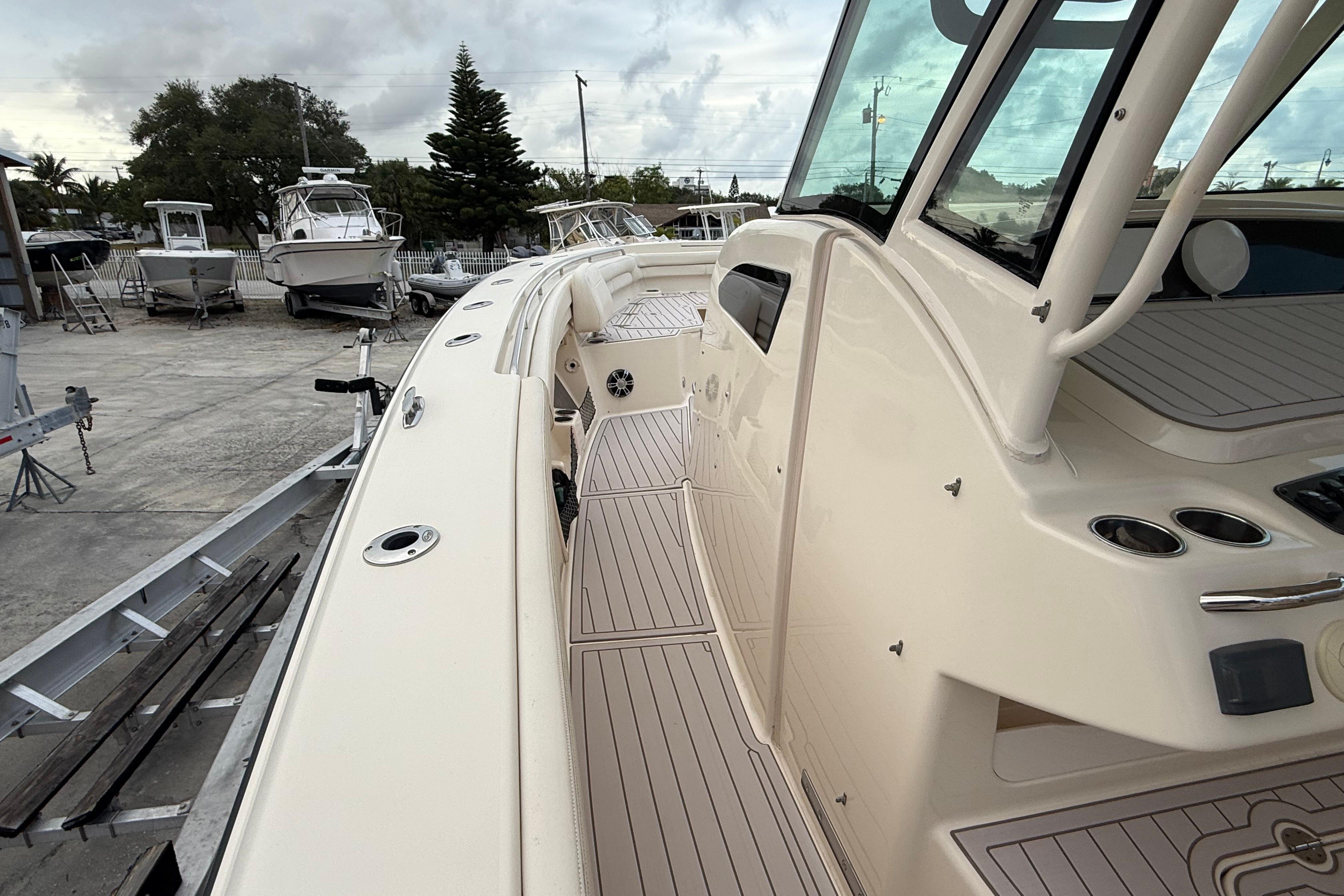 2020 Grady-White Canyon 376 boat, showcasing sleek deck design and modern features.