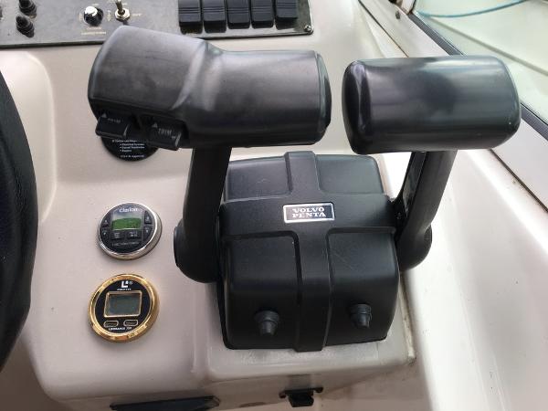 Control console of a 2004 Cruisers Yachts 3372 Express with Volvo Penta controls.