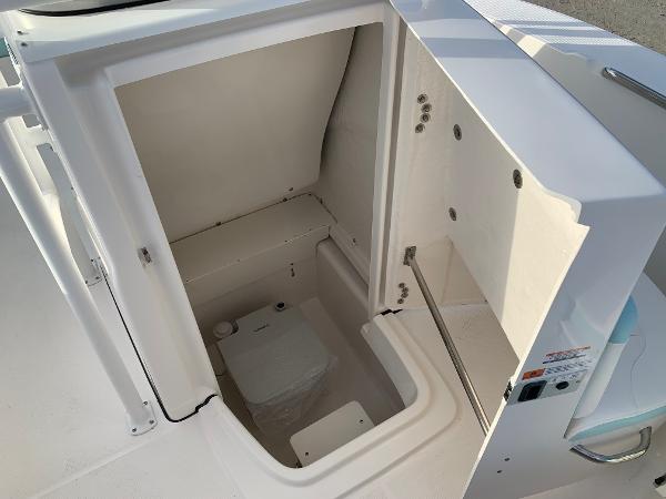 2024 Robalo R202 Explorer boat interior storage compartment.