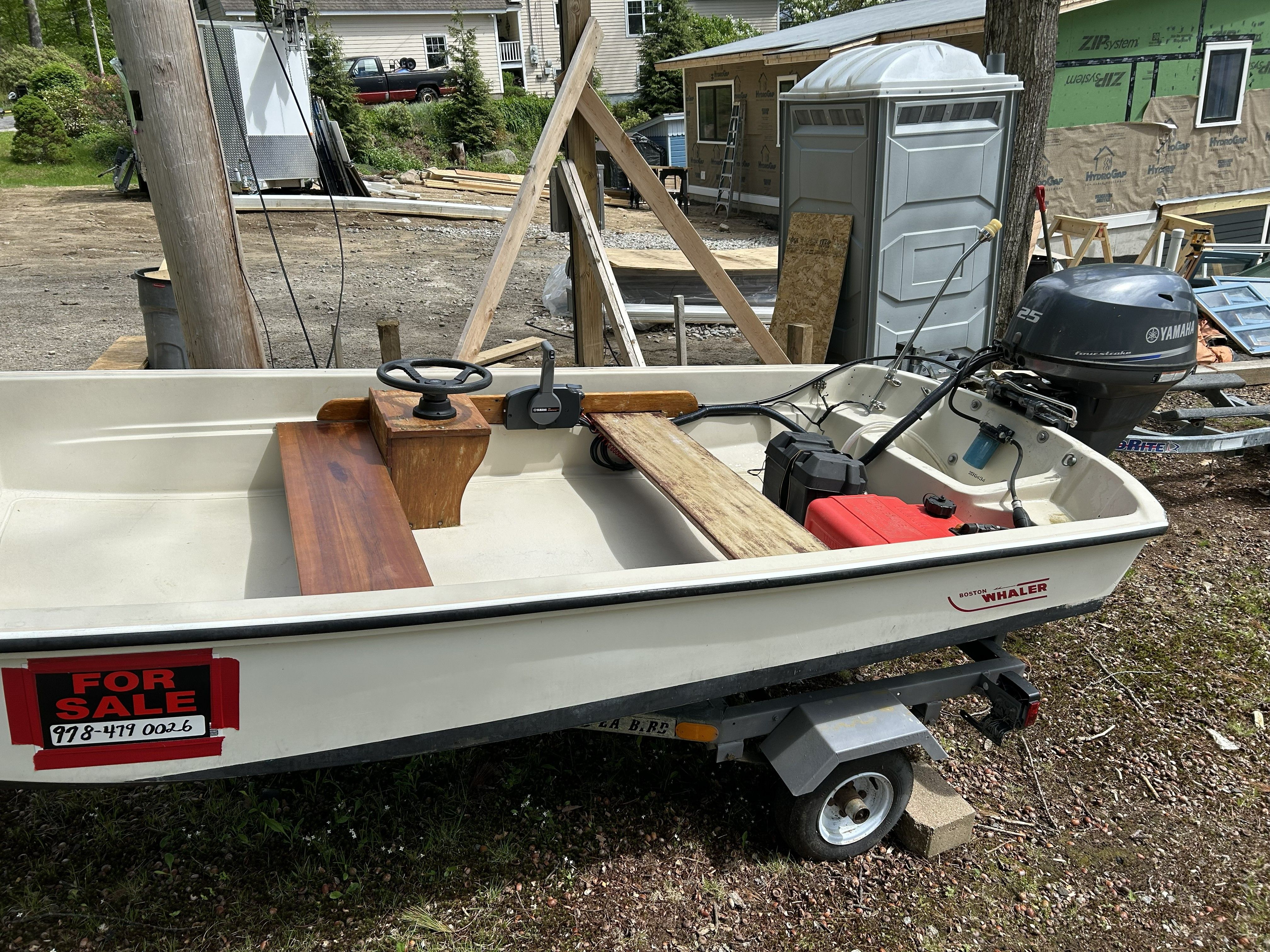 1975 Boston Whaler 13 ft boat for sale with Yamaha motor.