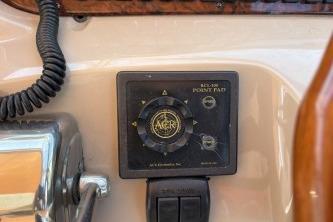 Control panel on a 2001 Sea Ray 380 Sundancer boat dashboard.
