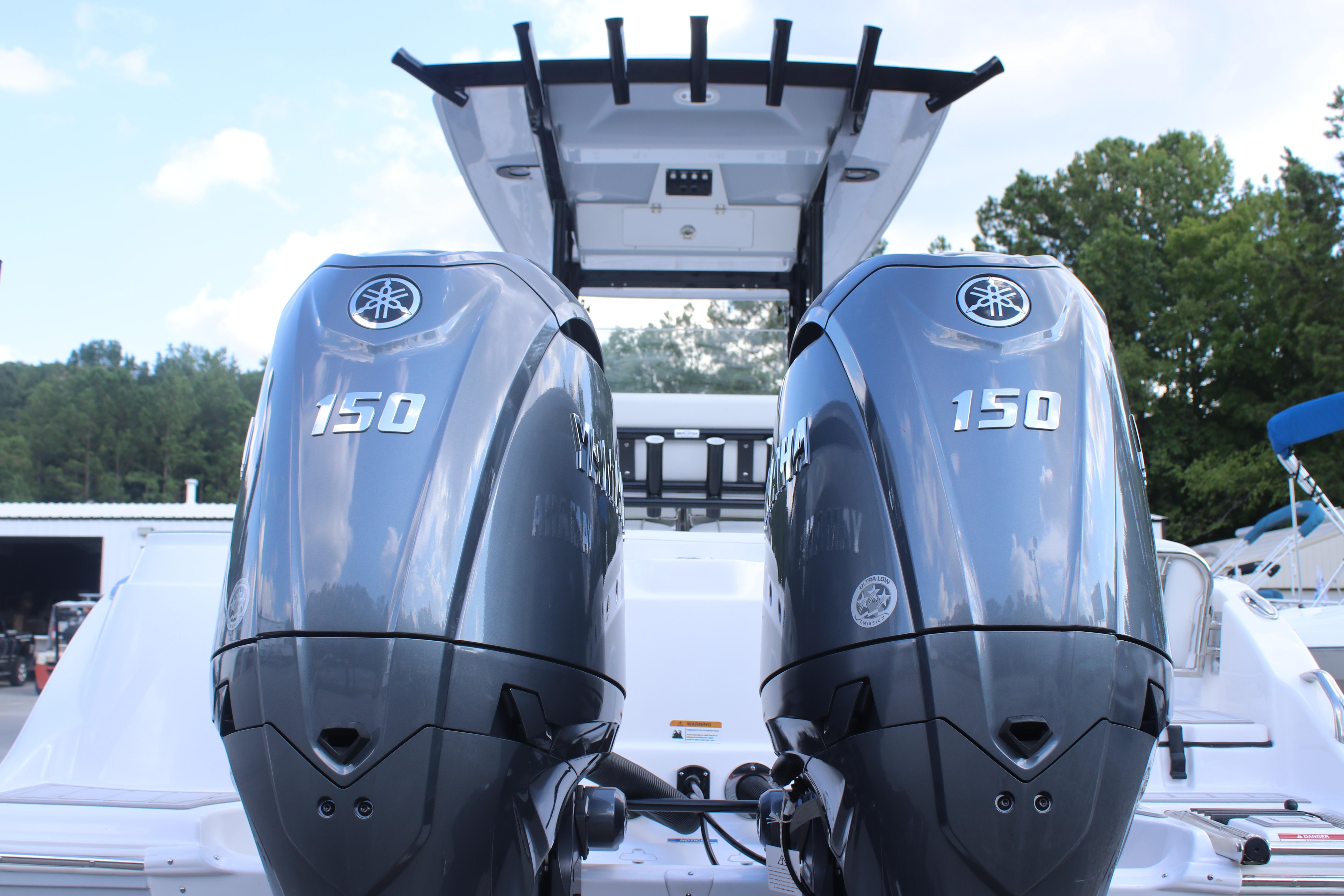 Twin Yamaha 150 engines on a 2026 Sea Fox 268 Commander boat.