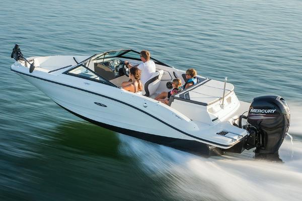 Manufacturer Provided Image: 2015 Sea Ray 19 SPX OB speedboat with passengers cruising on water.