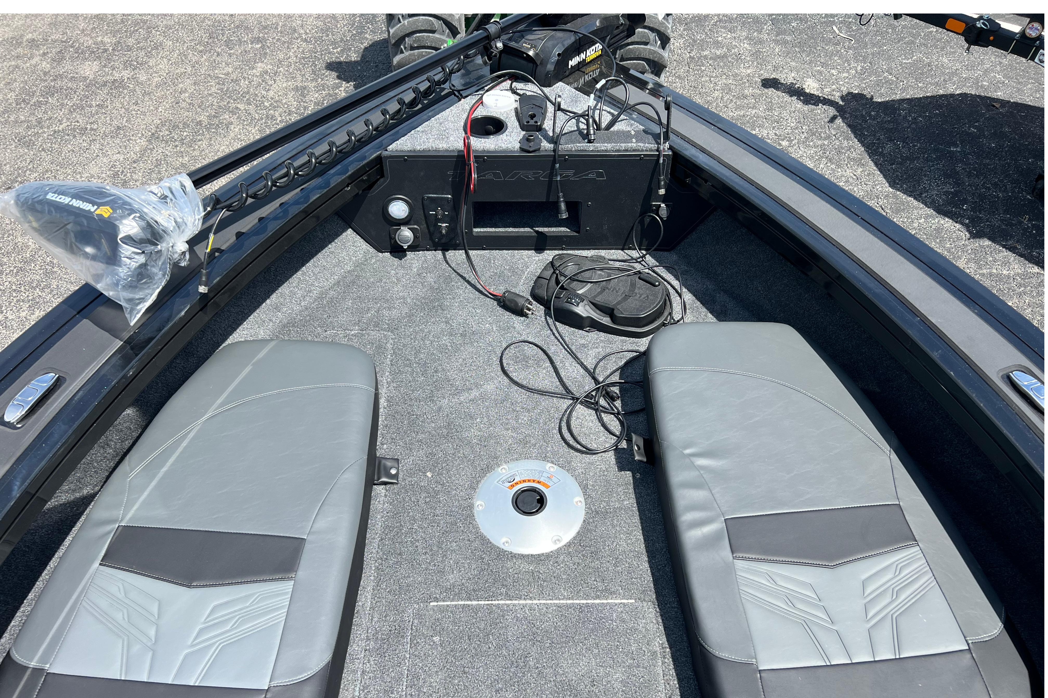 2026 Tracker Targa V-19 Combo boat interior with seating and fishing equipment.