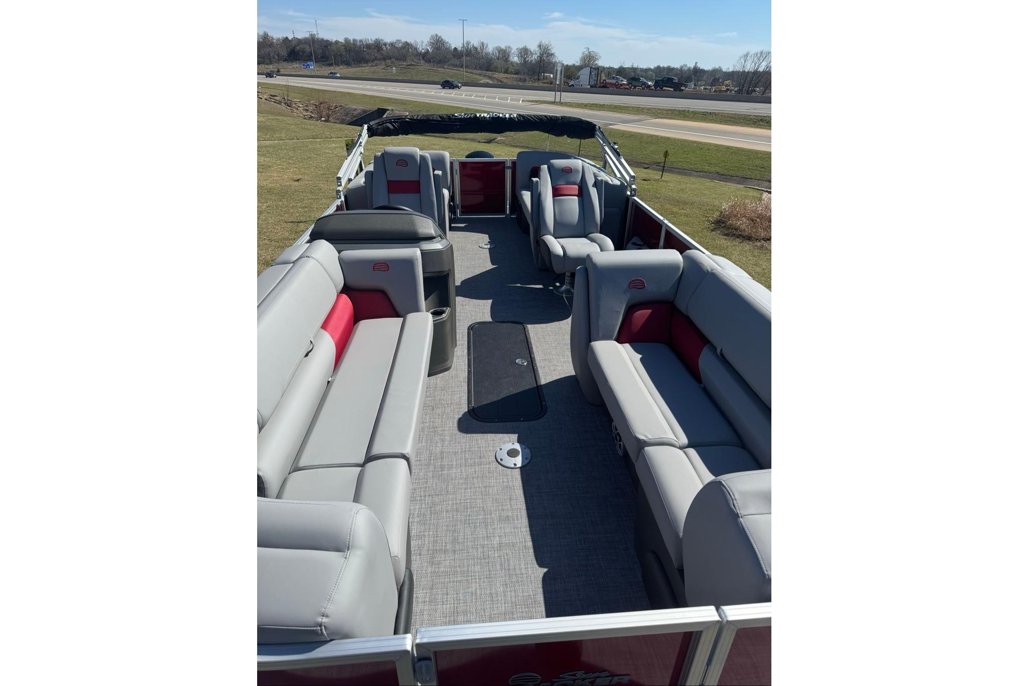 2026 Sun Tracker Party Barge 22 XP3 with spacious seating and modern design.