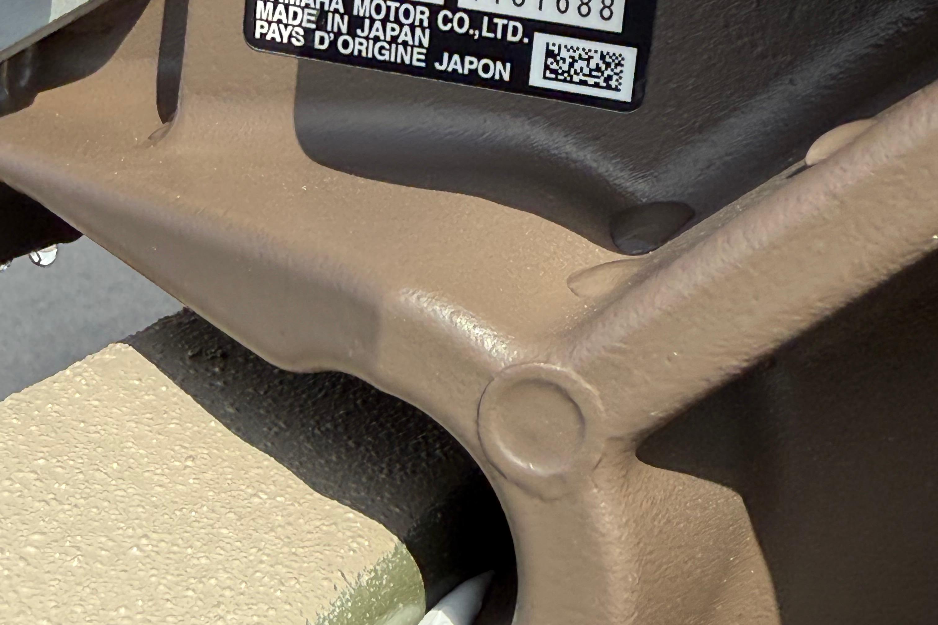 Close-up of 2025 Alweld 1756 V MARSH C.C. boat component with manufacturing label.