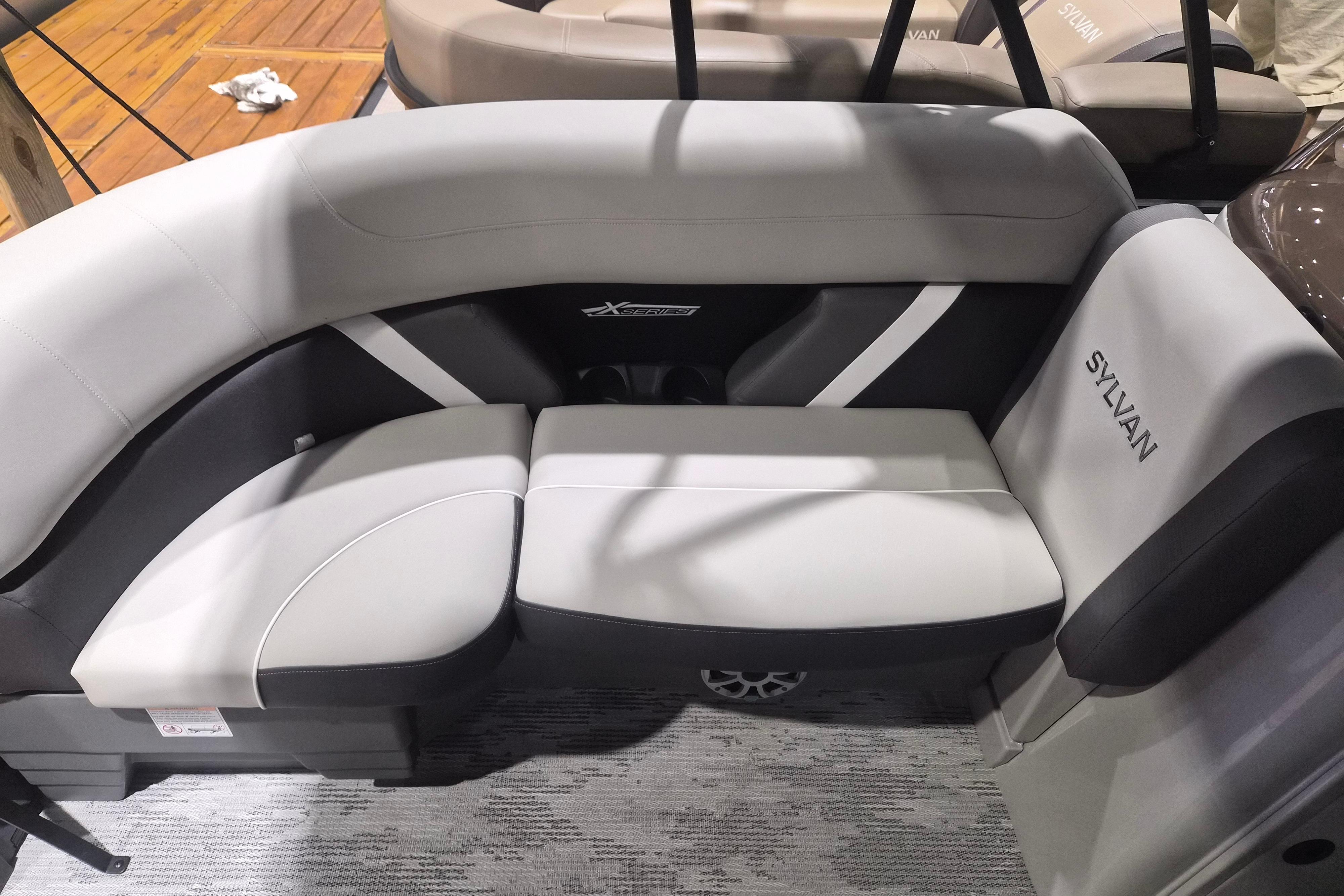2026 Sylvan R-22 LZ DH boat interior with stylish seating and modern design.