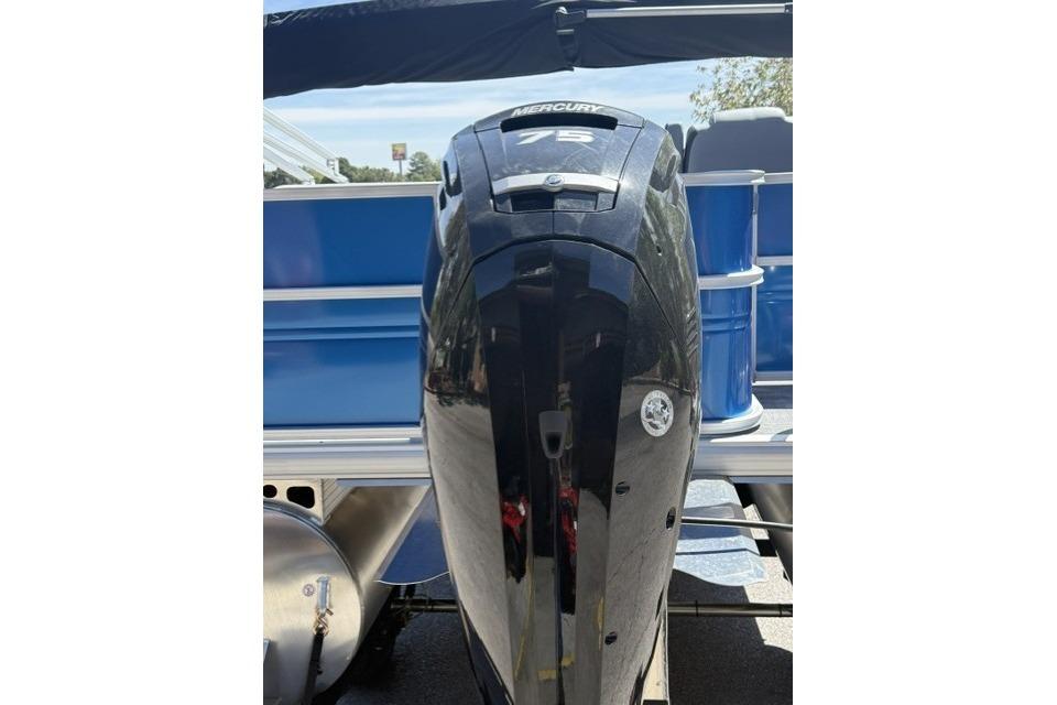 2026 Sun Tracker Party Barge 18 DLX with Mercury 75 outboard motor.