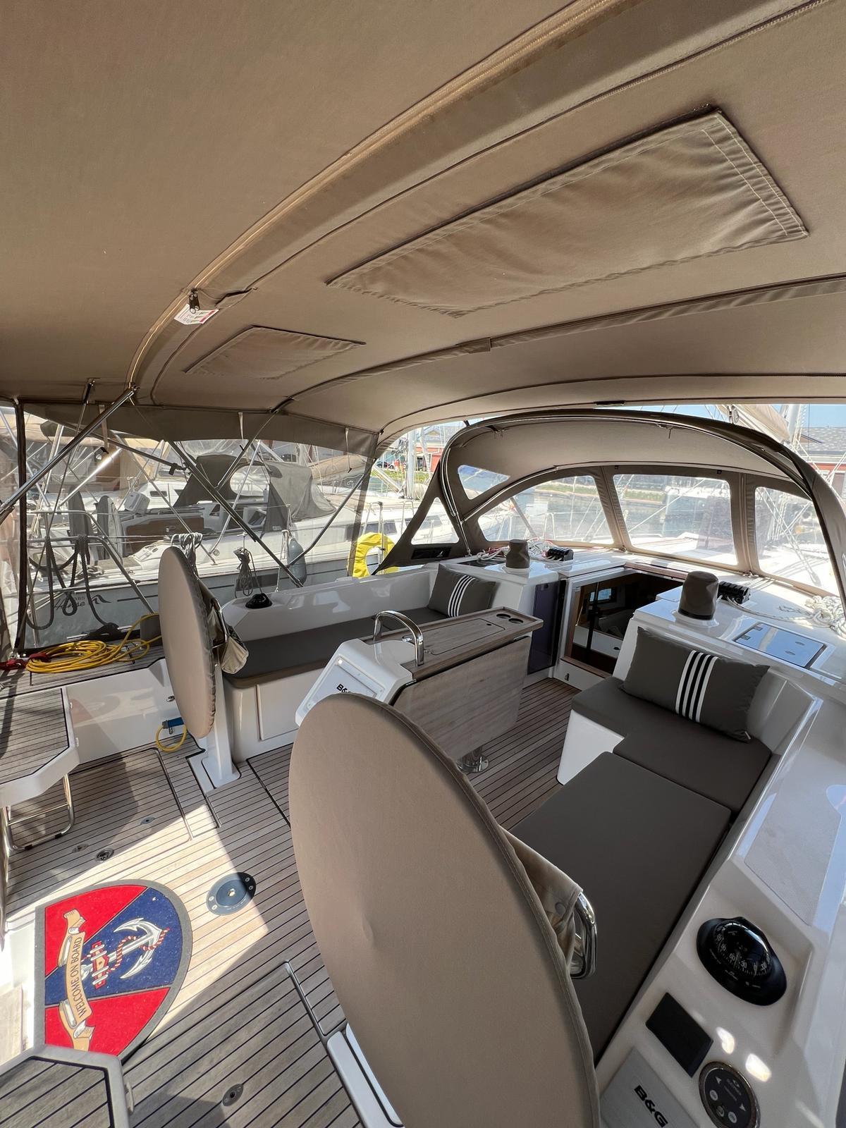 Interior of 2023 Bavaria C42 STYLE yacht, featuring sleek design and modern amenities.