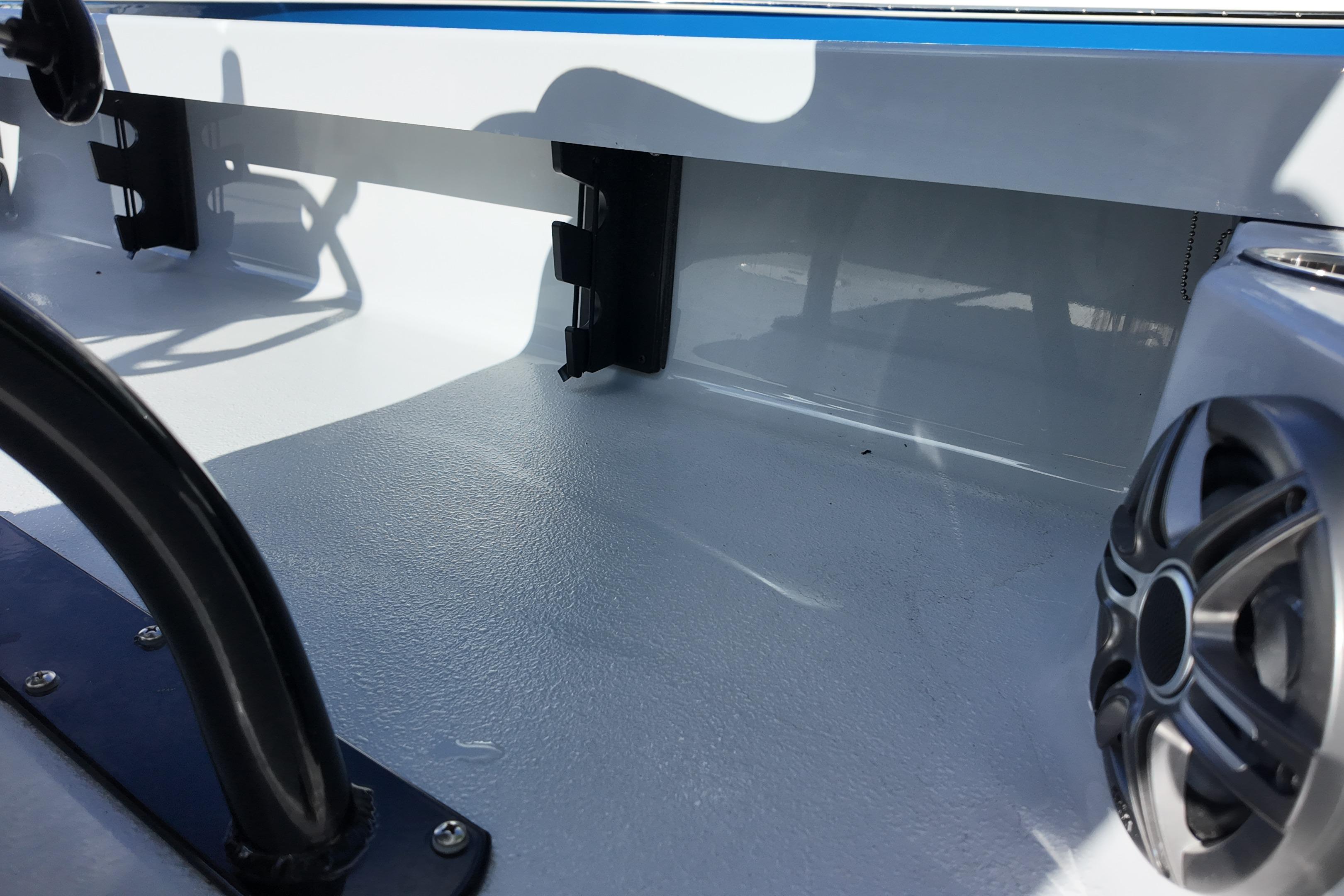 Interior view of 2026 Blazer Bay 675 Ultimate Bay boat, featuring sleek design elements.