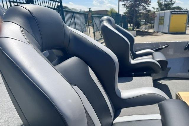 2026 Nitro Z18 Pro boat seats, sleek design, outdoor setting, sunny day.