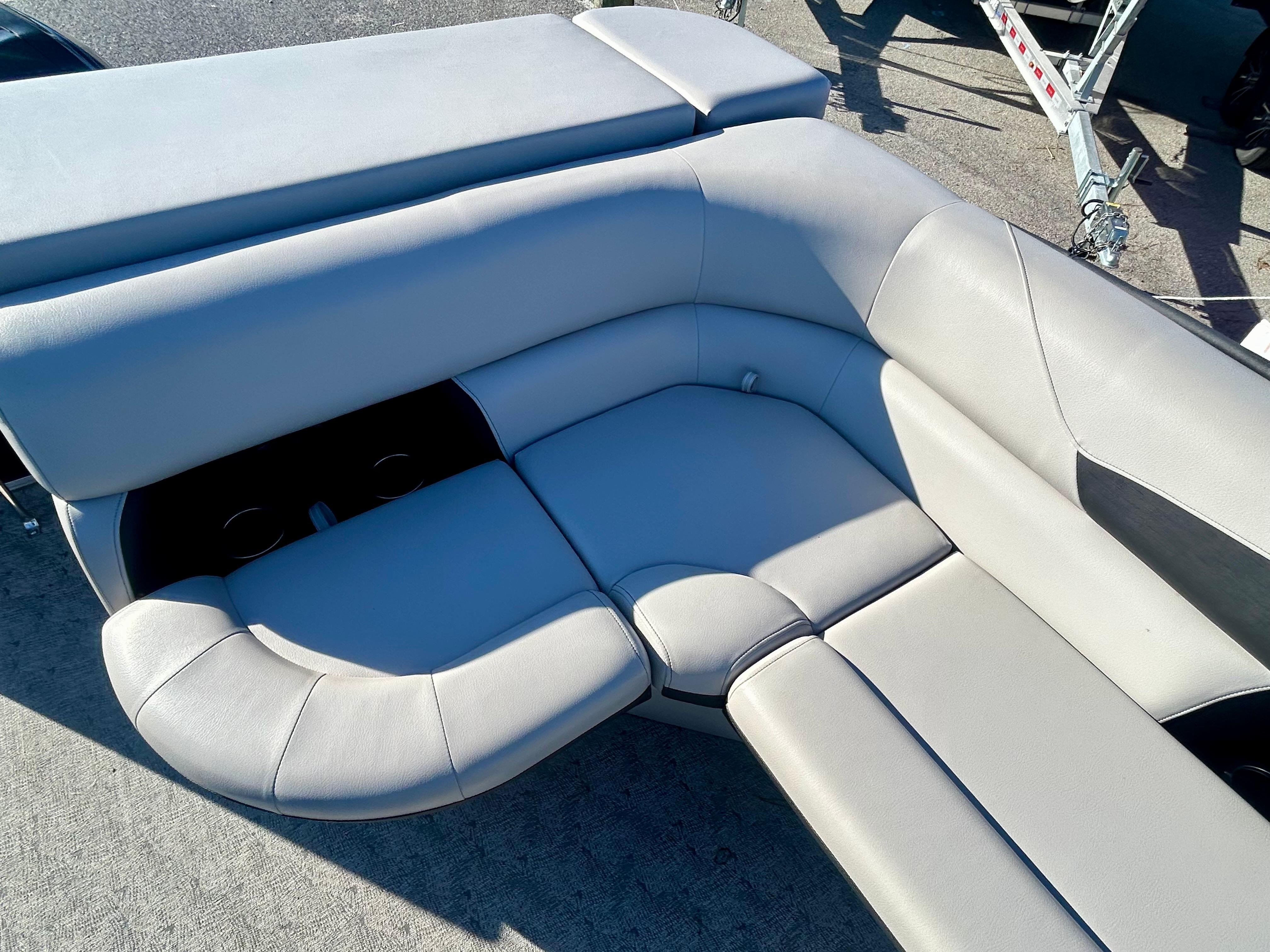 2024 Berkshire 24CL LE 2.75 boat seating, featuring luxurious gray upholstery.