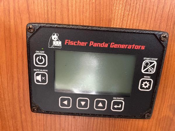 Fischer Panda Generators control panel on a 2024 Back Cove 34O boat.
