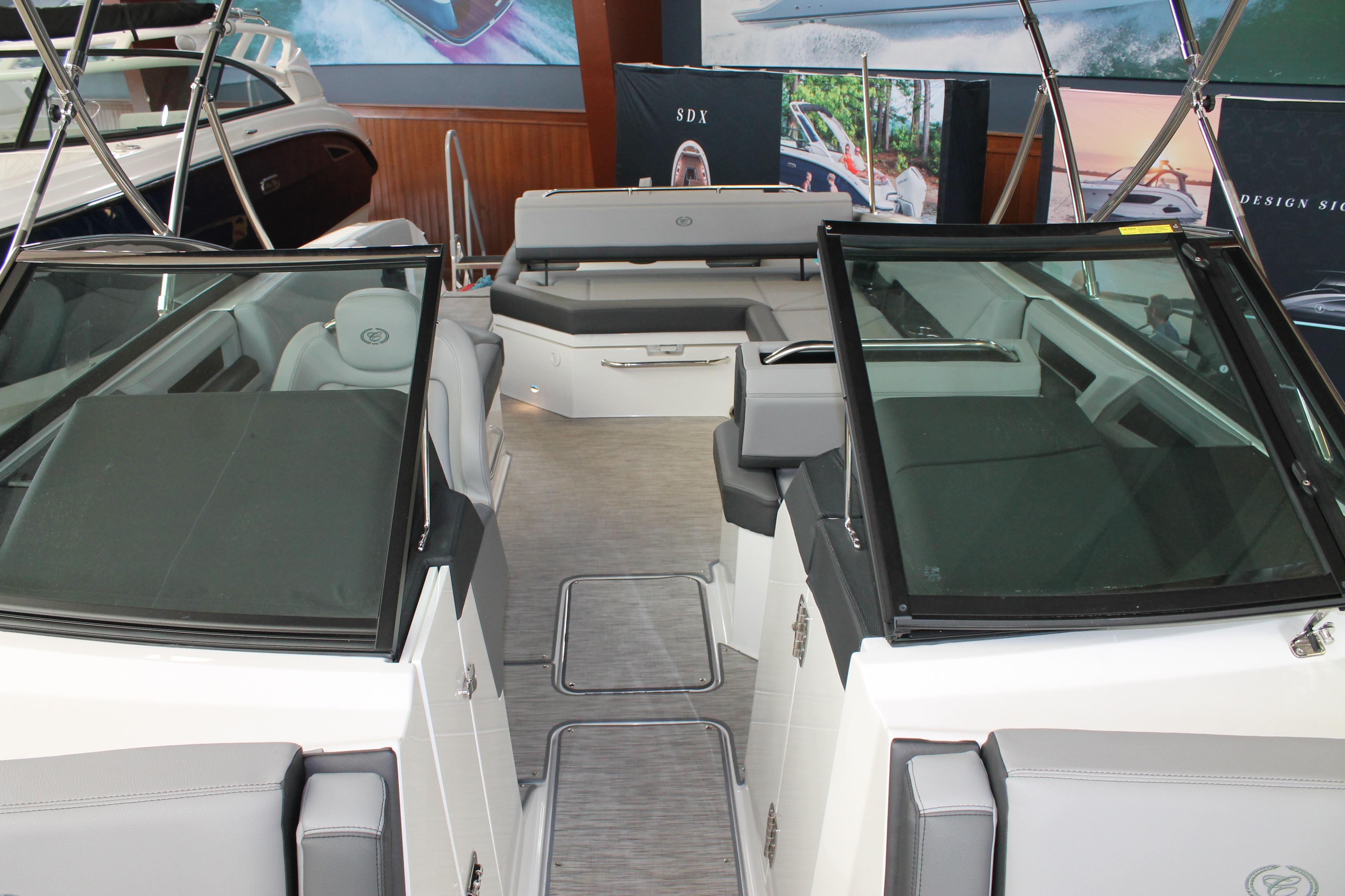 2023 Cobalt R8 boat interior with sleek seating and modern design.