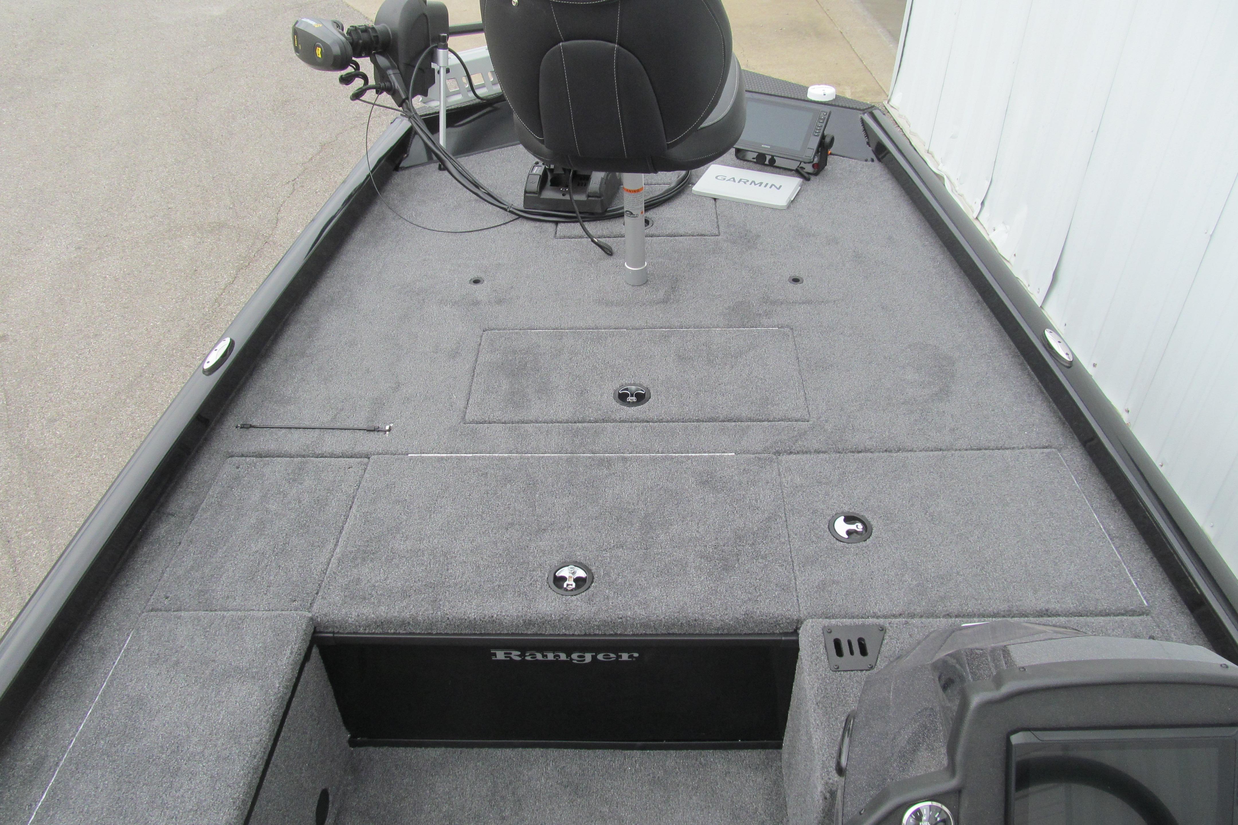 2026 Ranger RT188C boat deck with seating and Garmin equipment.
