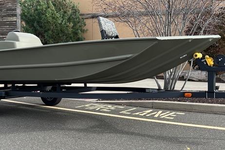 2026 Tracker Grizzly 1754 SC boat on trailer in fire lane.