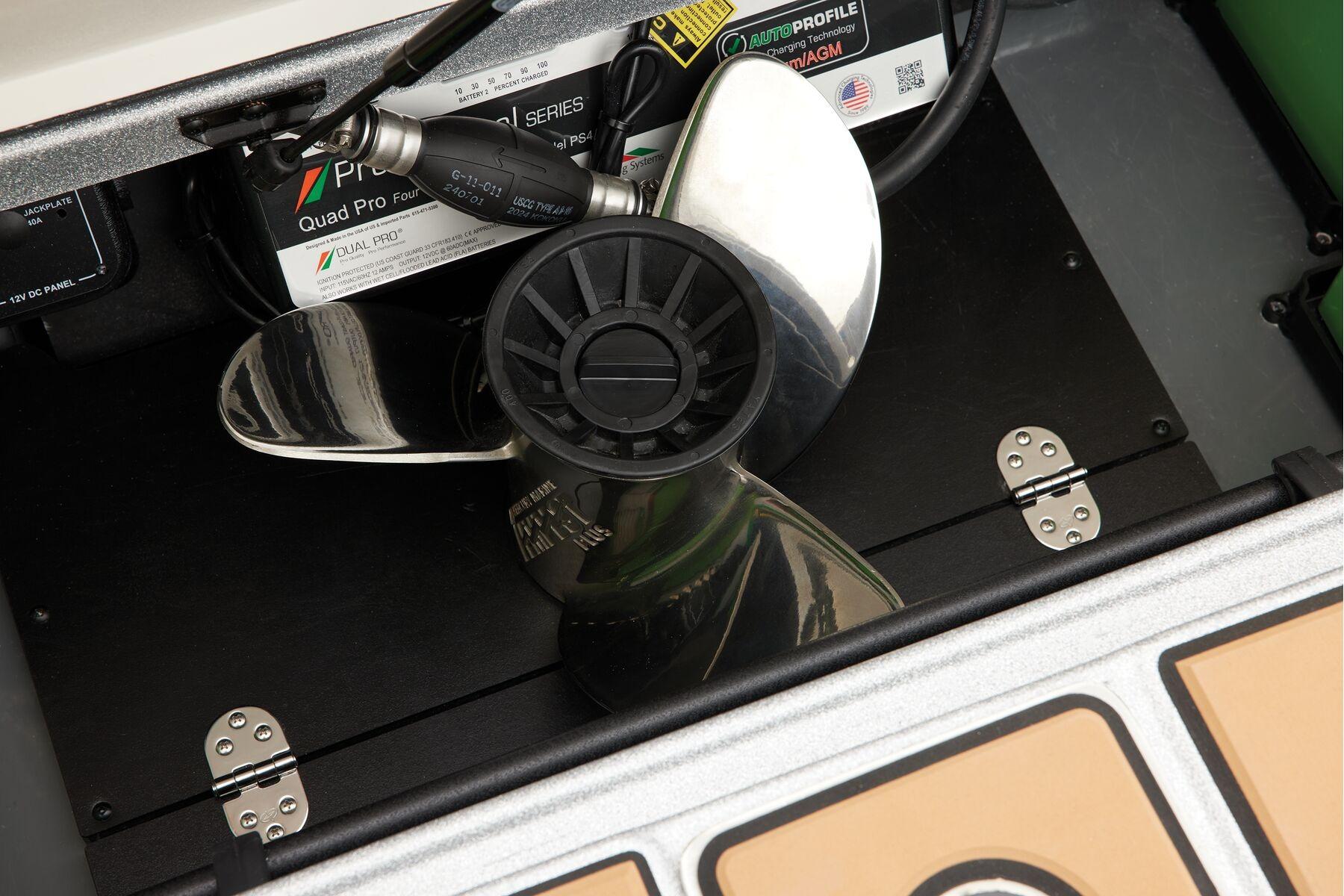 Manufacturer Provided Image: Propeller and battery compartment of 2026 Ranger Z520R Ultra boat.