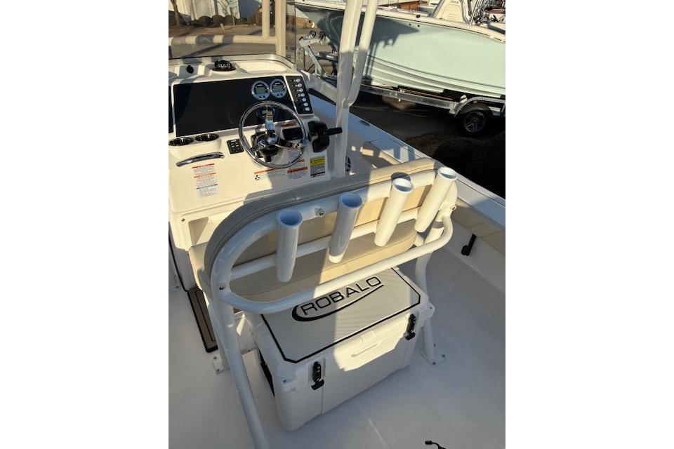 Interior view of 2026 Robalo 226 Cayman boat.