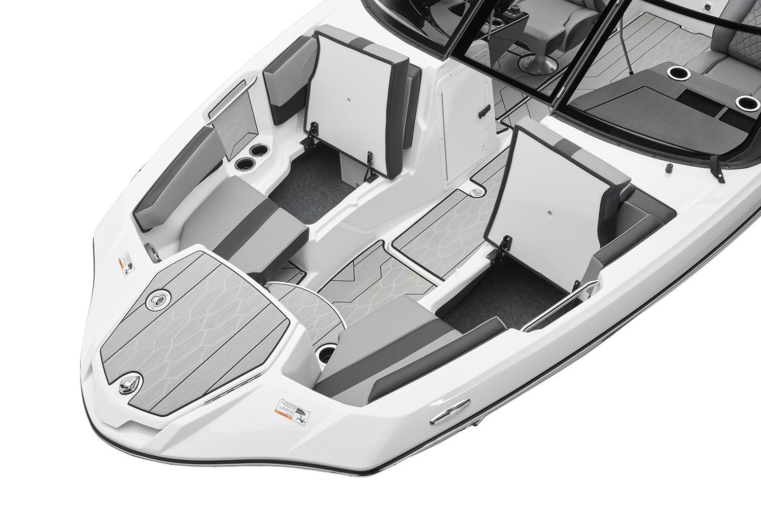 Manufacturer Provided Image: 2026 Yamaha Boats 222XD interior with seating and storage compartments.