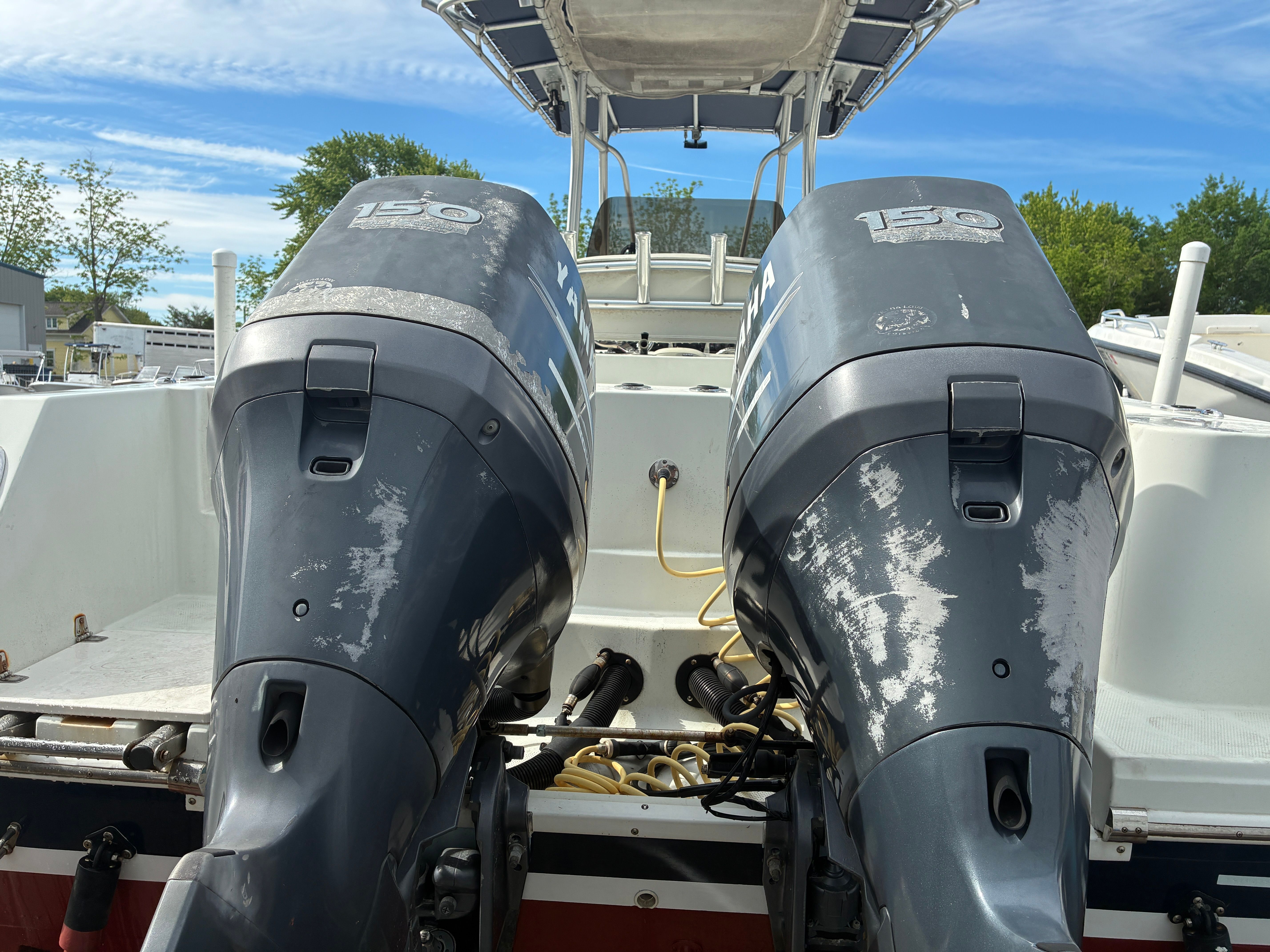 Two outboard motors on a 2007 Sailfish 2660 boat.