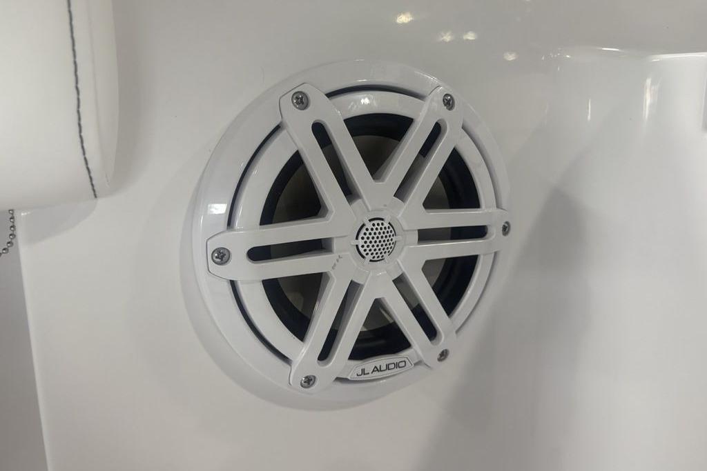 White JL Audio speaker on a 2026 Sportsman Masters 227 boat.