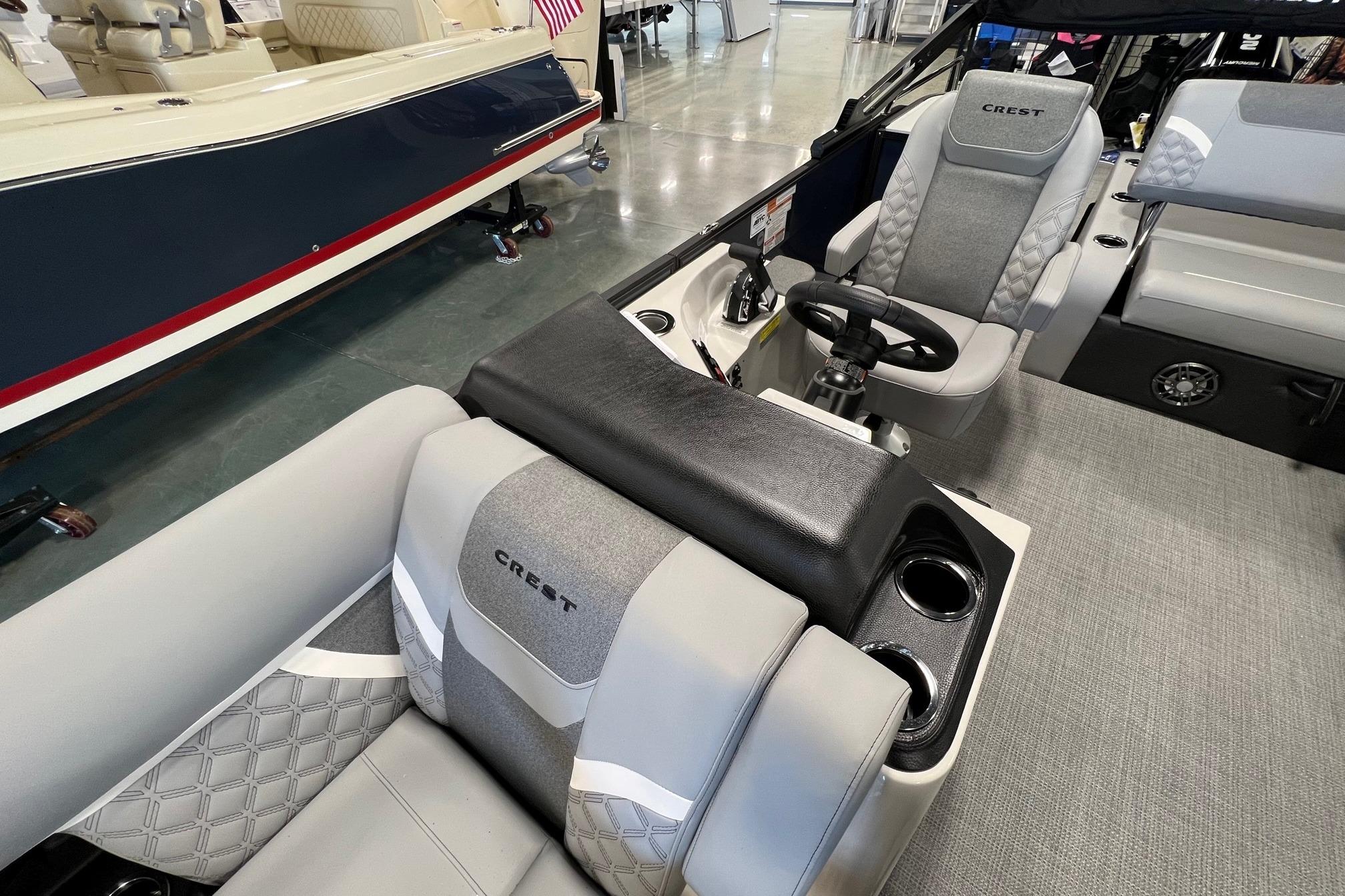 2026 Crest Conquest 230 SLSC boat interior with luxurious seating and modern design.