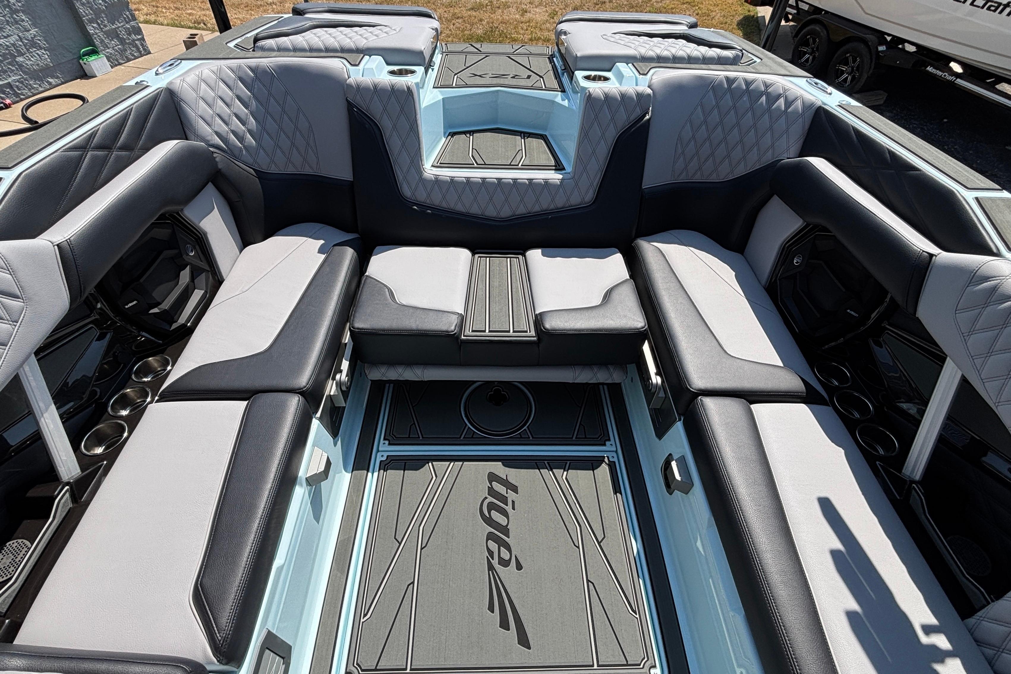 2026 Tigé 24RZX boat interior with luxurious seating and modern design.