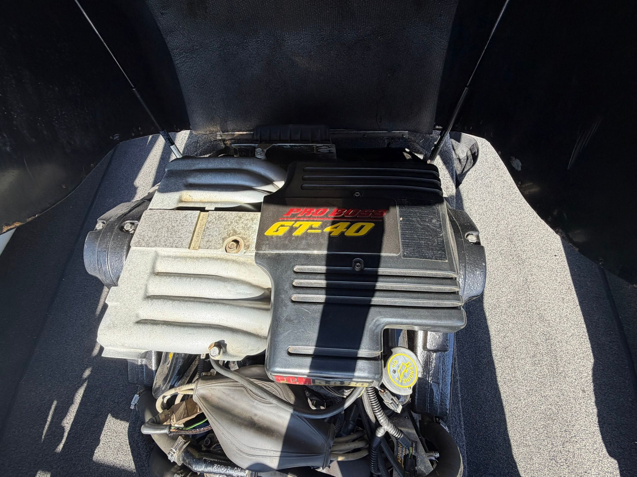 Engine of a 1996 Correct Craft Tournament boat.