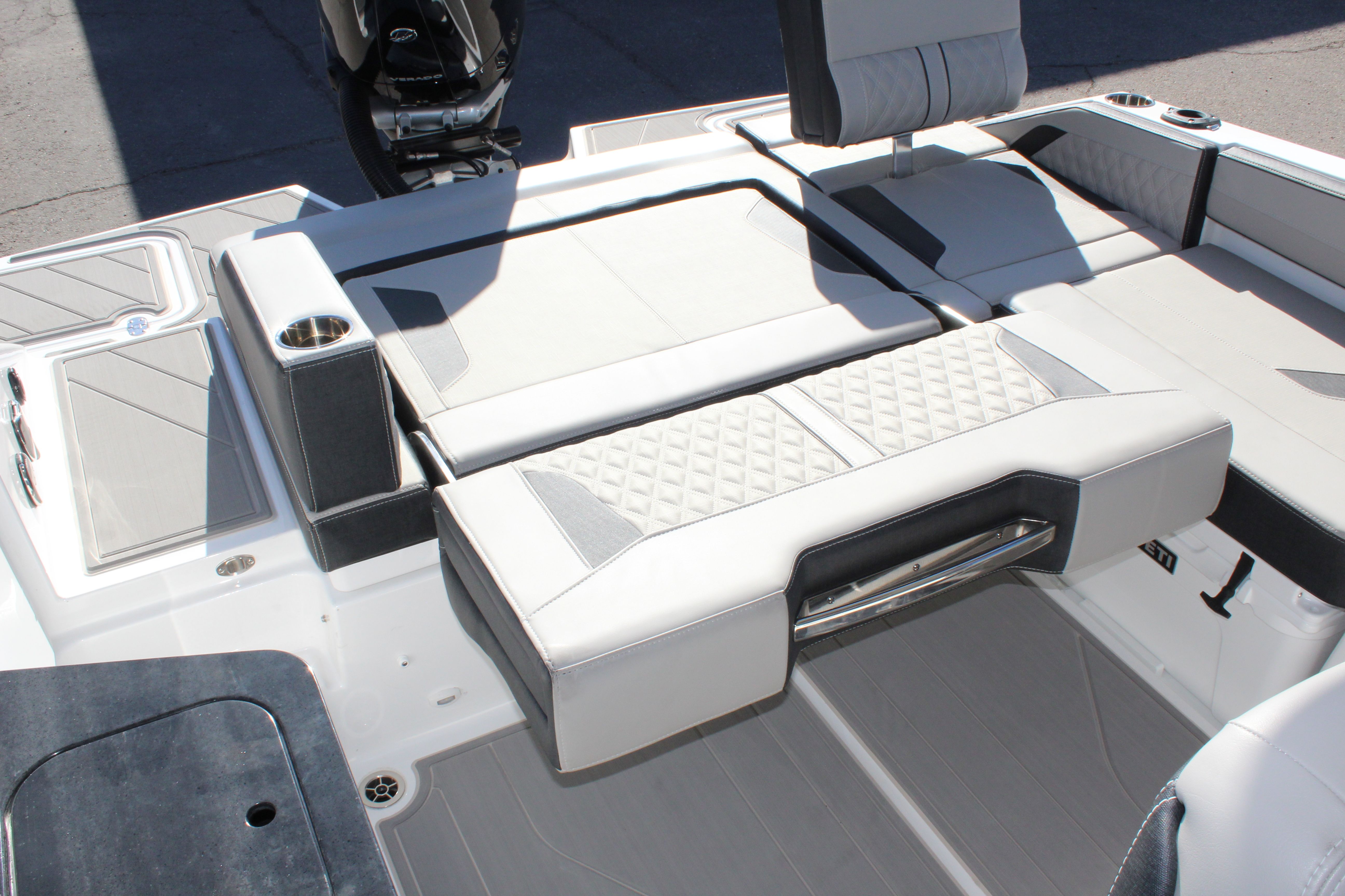 Interior of 2025 Monterey Elite 27 OB with luxurious seating.