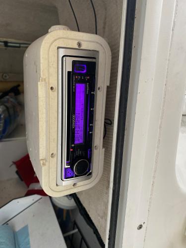 Boat stereo system in a 2008 Sea Fox 236WA Pro Series.