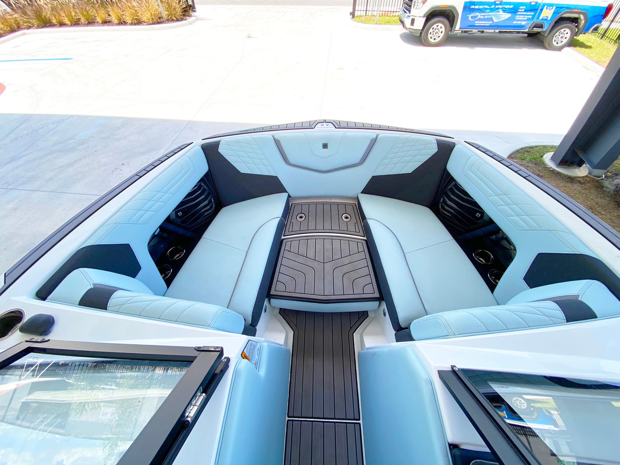2024 Nautique Super Air Nautique G21 boat interior with sleek seating and modern design.