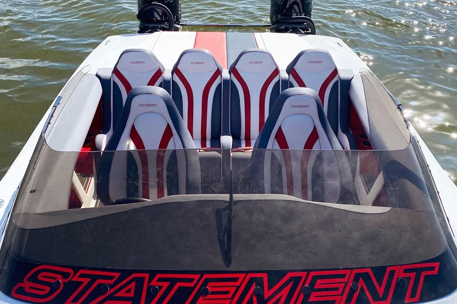 Manufacturer Provided Image: Sporty Statement 360 CAT boat with sleek seating on water, 2026 model.