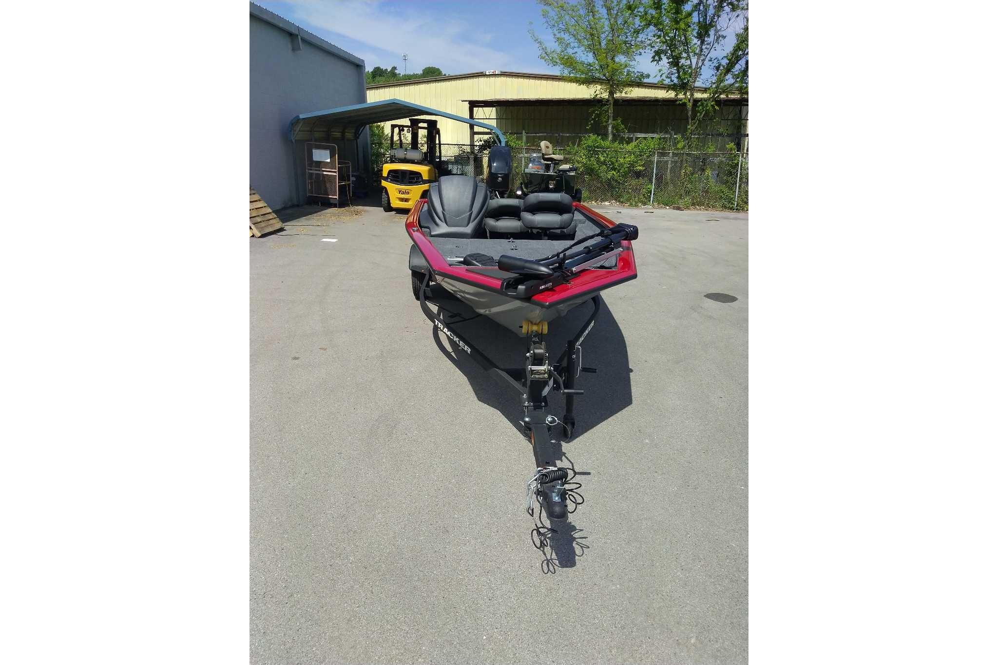 2026 Tracker Pro Team 175 Crappie Edition boat parked outdoors.