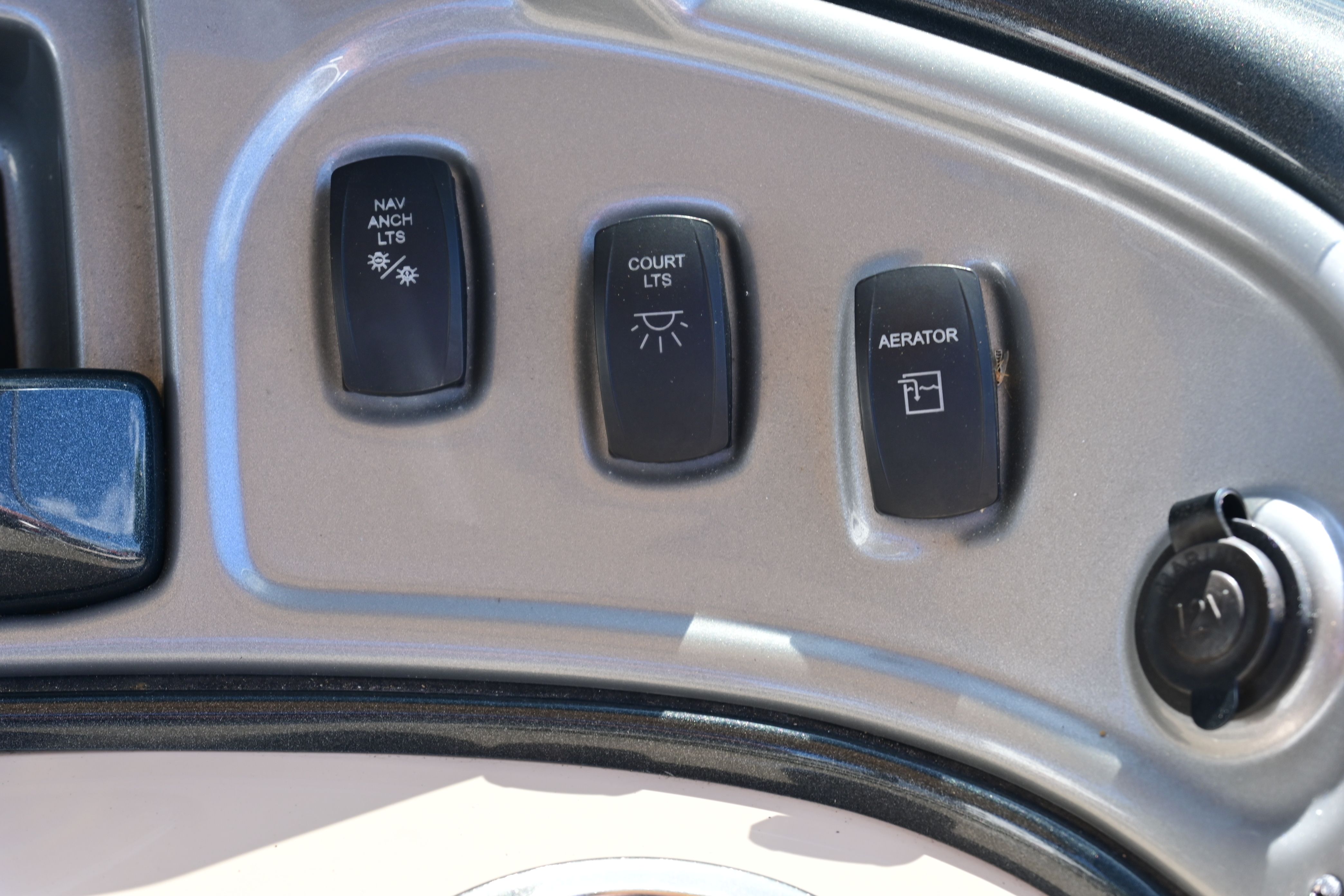 Switch panel of a 2019 Sun Tracker FISHI boat.