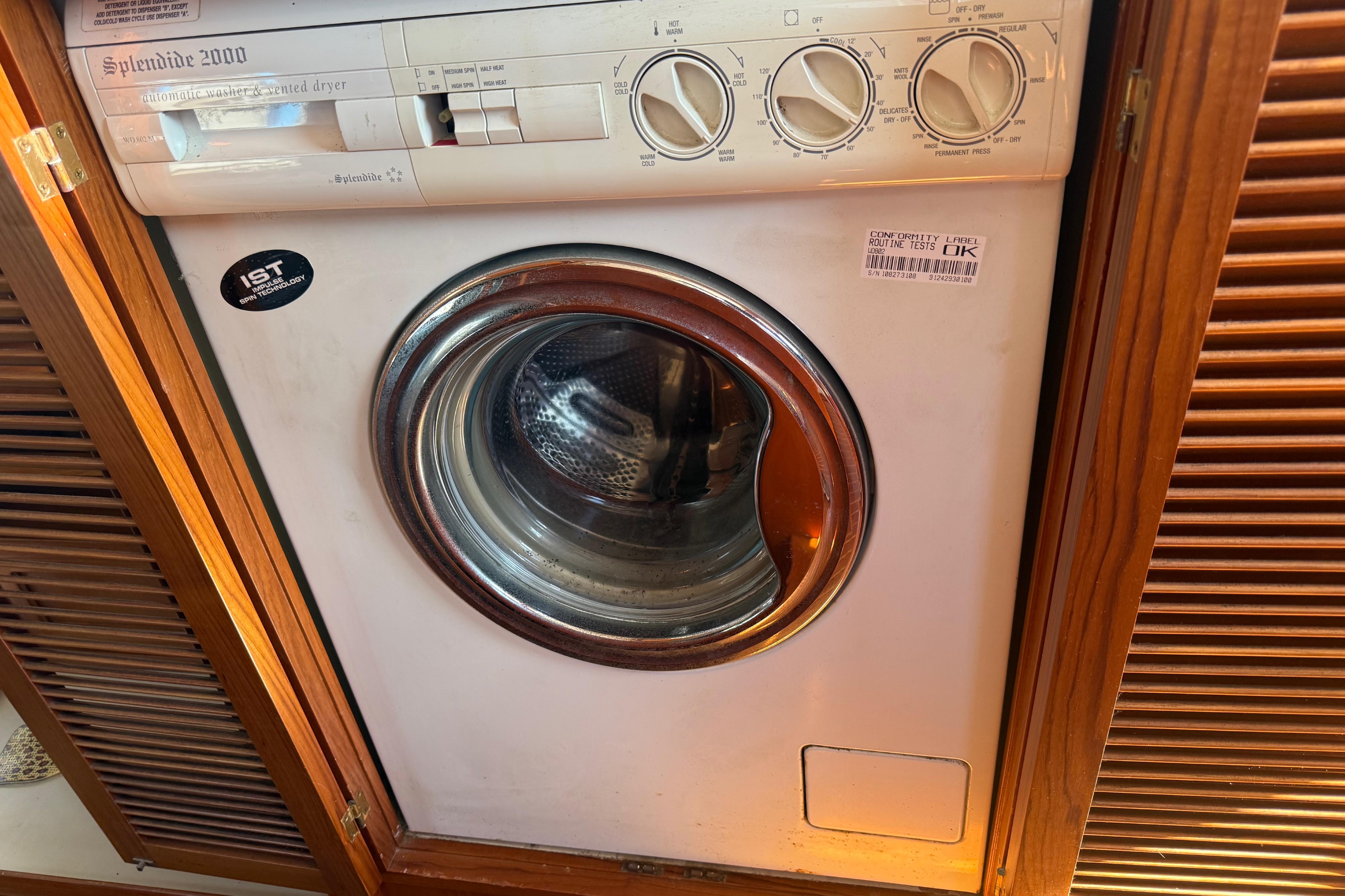Splendide 2000 washer-dryer in 2001 Kadey-Krogen 39 yacht interior.