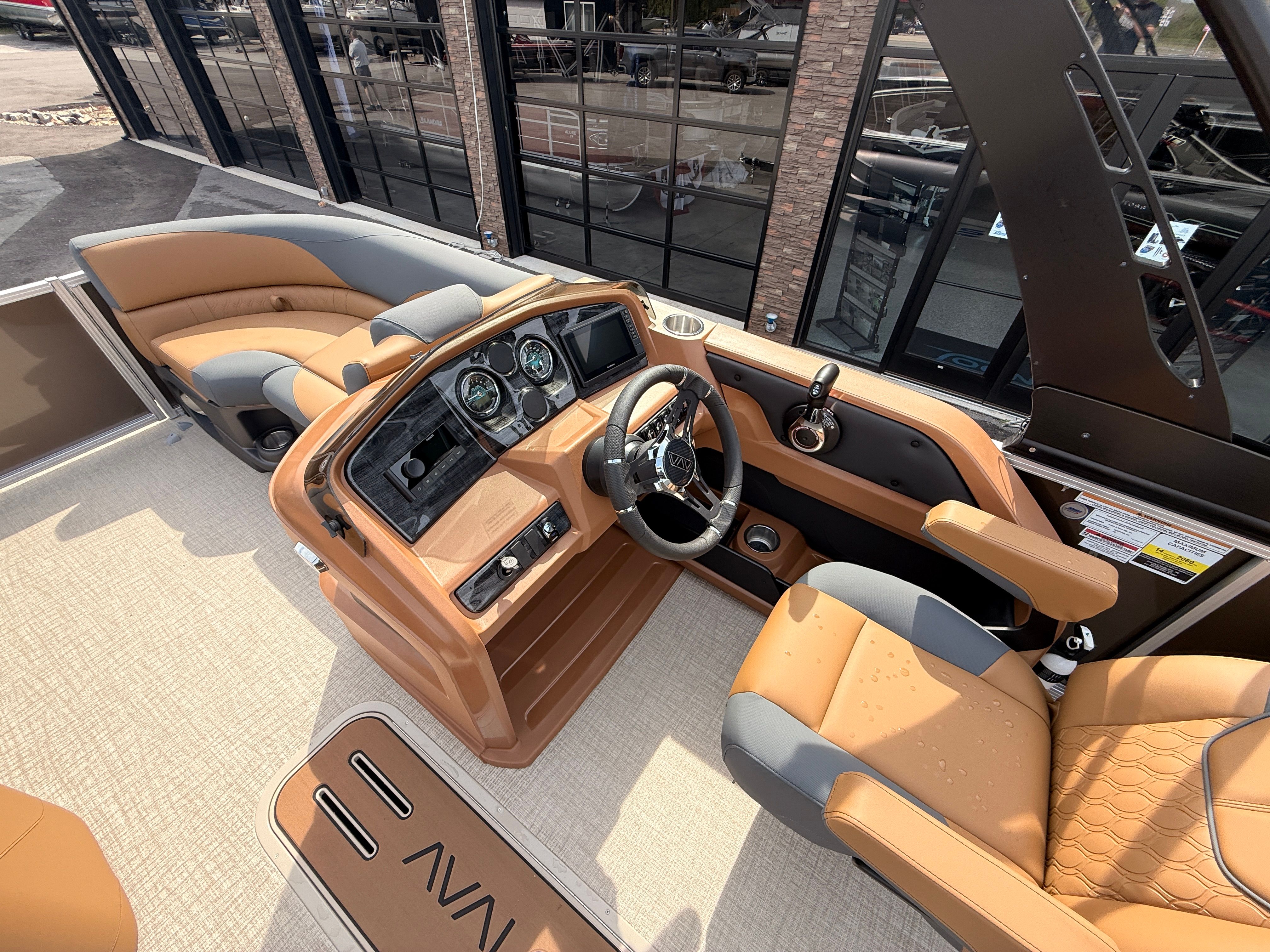 Interior of Avalon 2385 LSZ 2026 with luxurious steering wheel and seats.