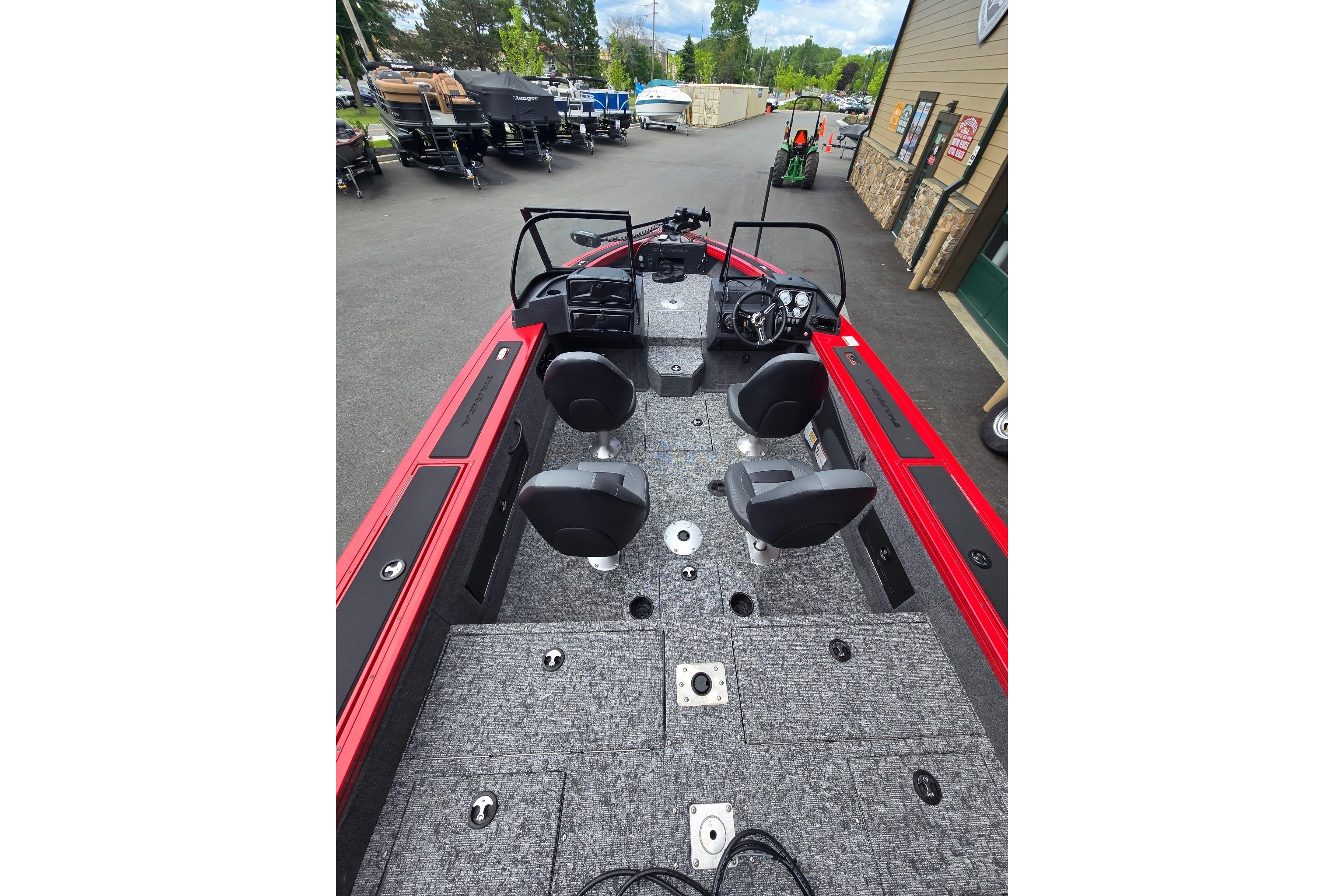 2026 Tracker Targa V-18 WT boat interior with seating and control panel.
