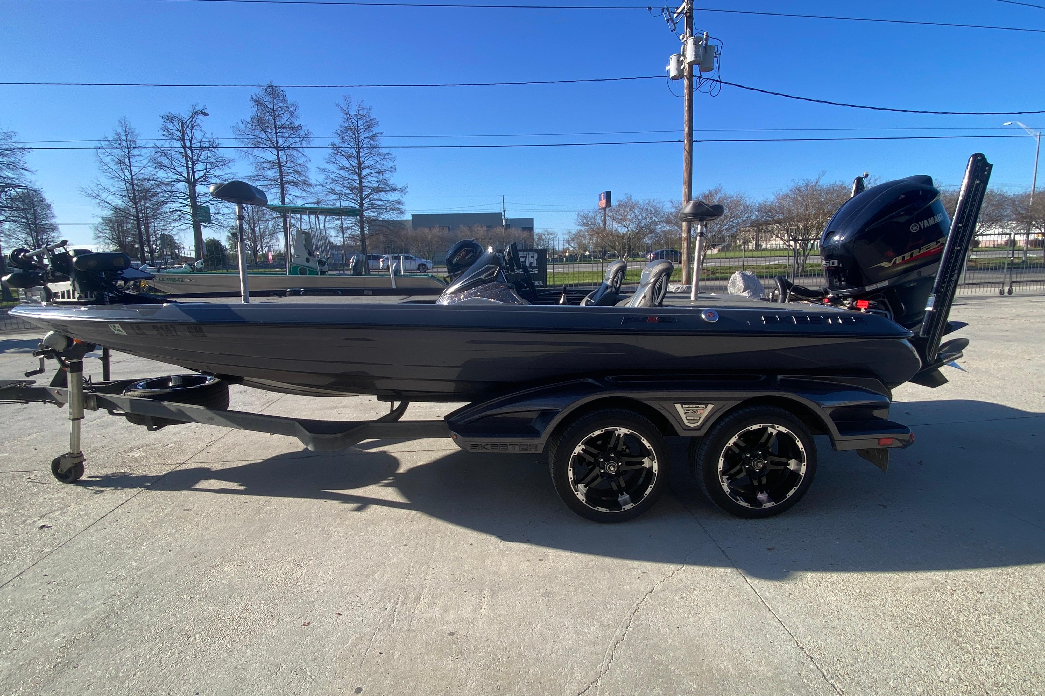 2020 Skeeter FXR20 Limited bass boat with Yamaha engine on trailer.